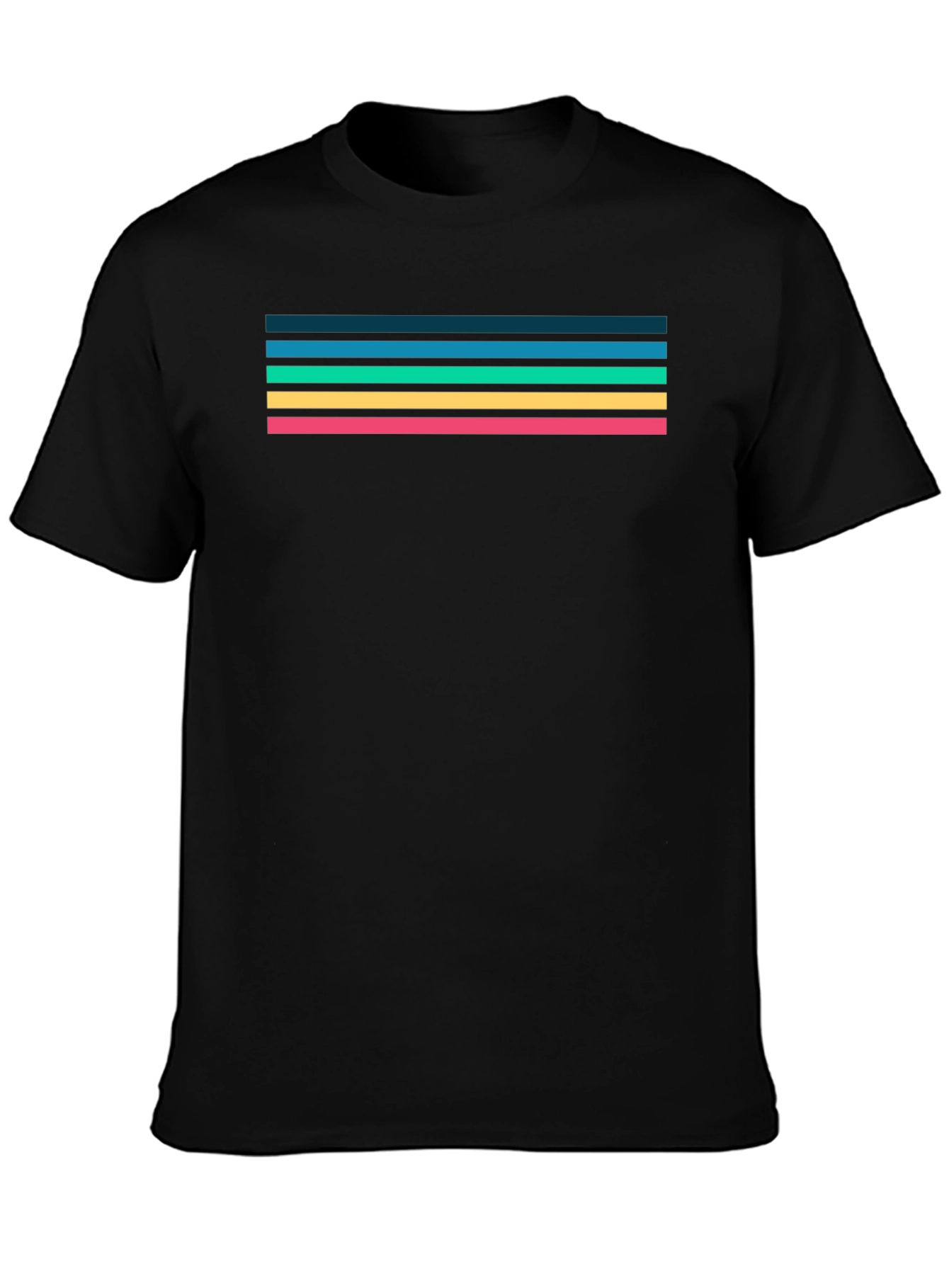 Black Retro Stripe Tee - Black Cotton Blend view 3