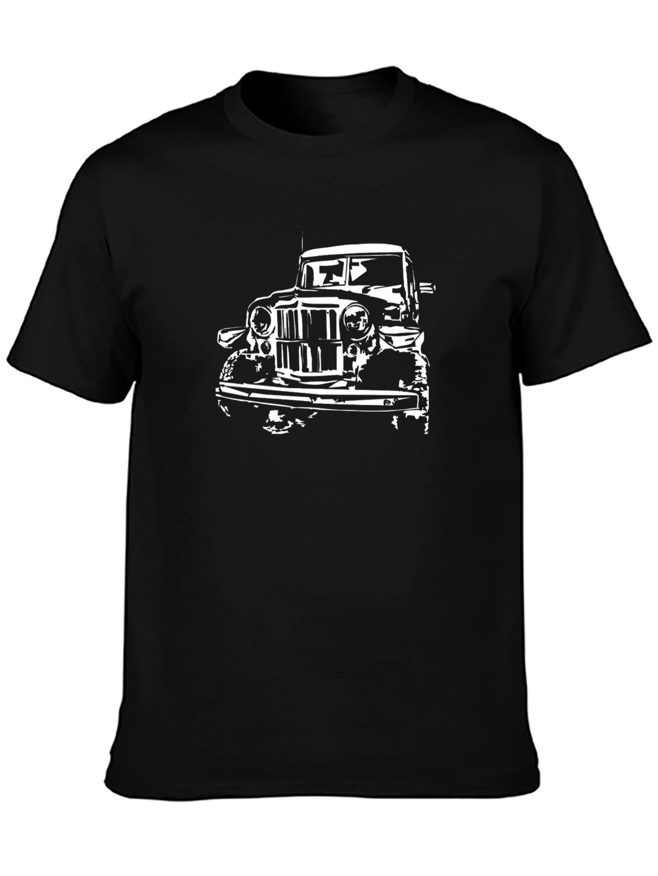 Black Classic Car Graphic Tee - Black Cotton T-Shirt view 3