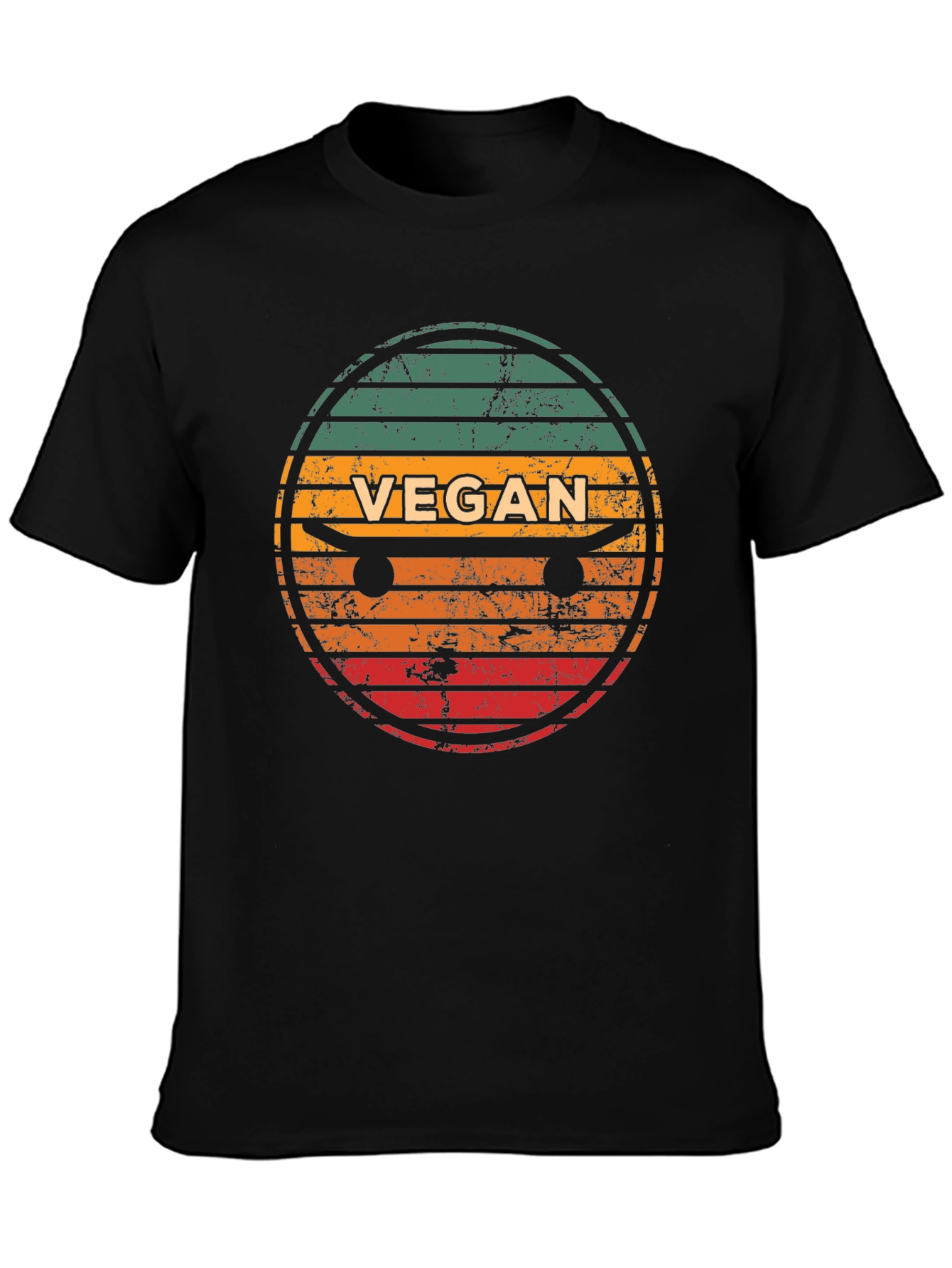 Black Vegan Skateboard T-Shirt - Retro Style Tee view 3