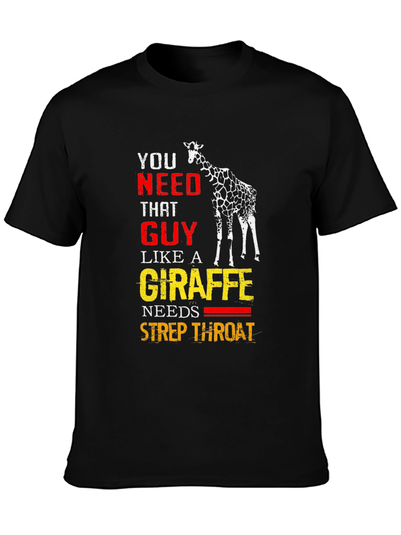 Black Giraffe Strep Throat Graphic T-Shirt view 3