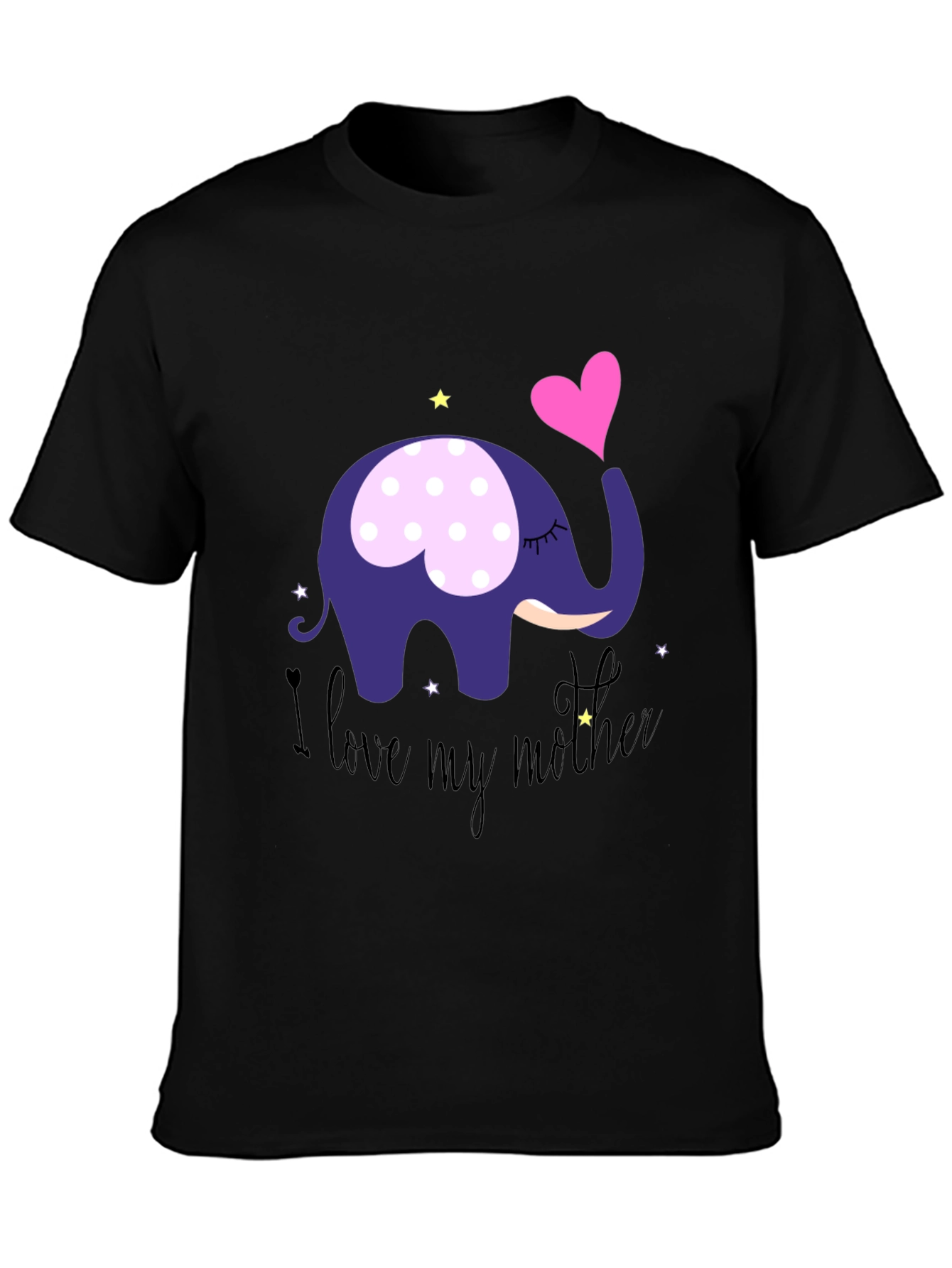 Black I Love My Mother Elephant T-Shirt - Soft Cotton Tee view 3
