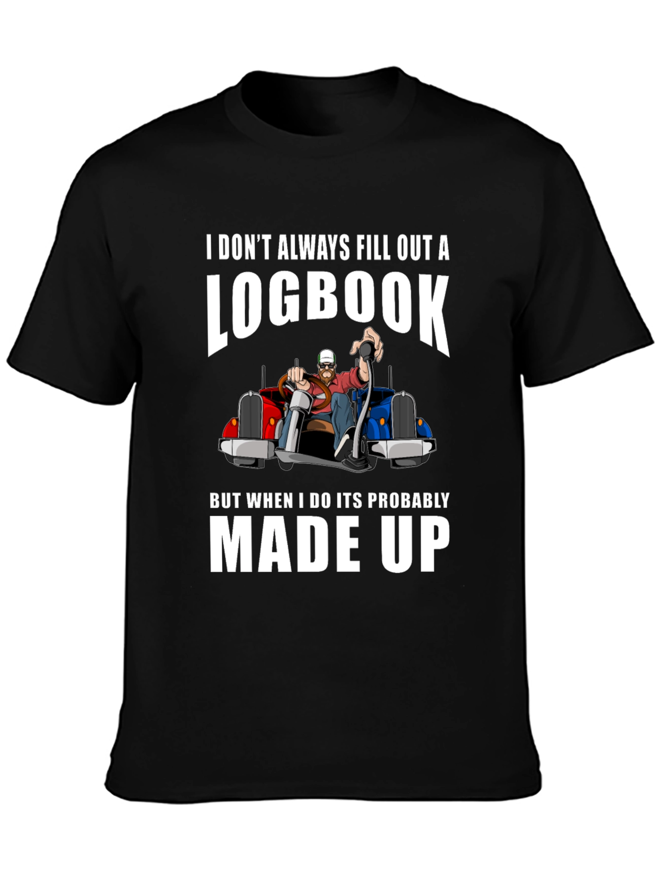 Black Funny Trucker Logbook T-Shirt view 3