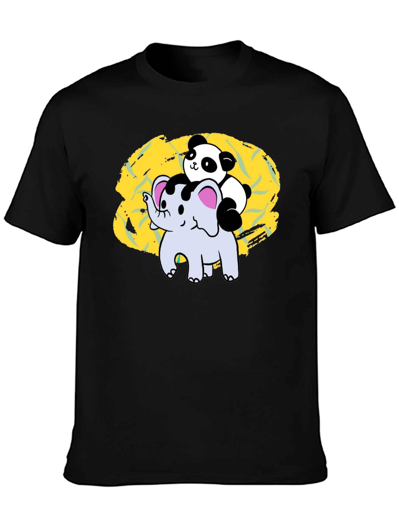 Black Panda & Elephant Graphic Tee - Black view 3