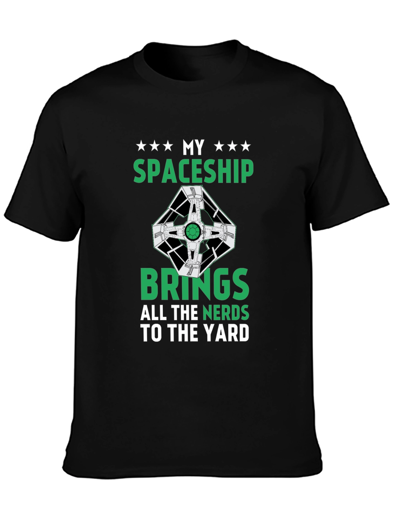Black My Spaceship T-Shirt - Nerdy Humor Tee view 3