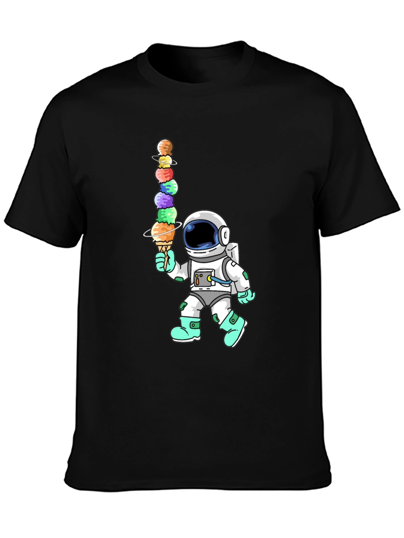 Black Astronaut Ice Cream Stack Graphic Tee view 3