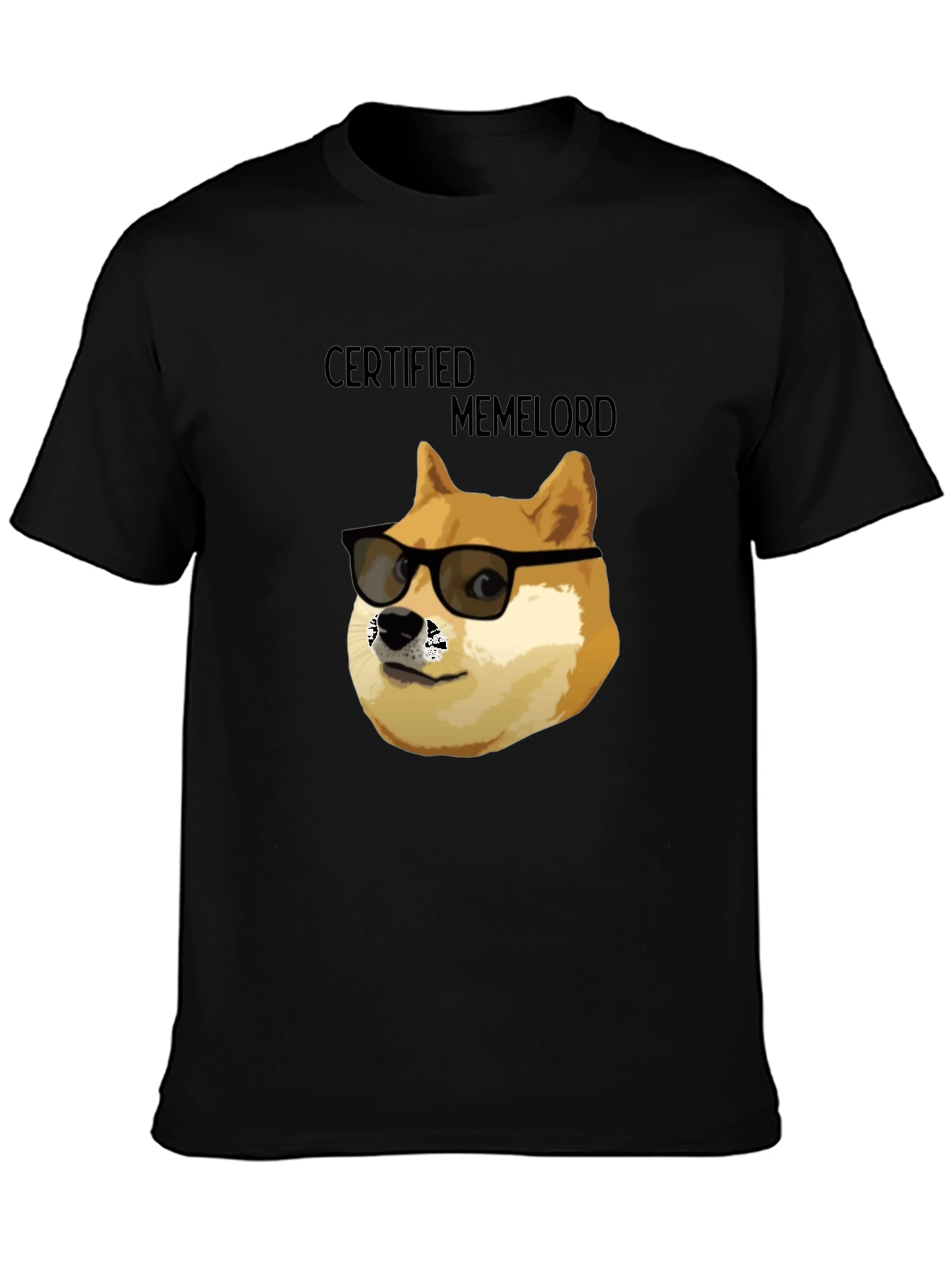 Black Certified Memelord Doge T-Shirt view 3
