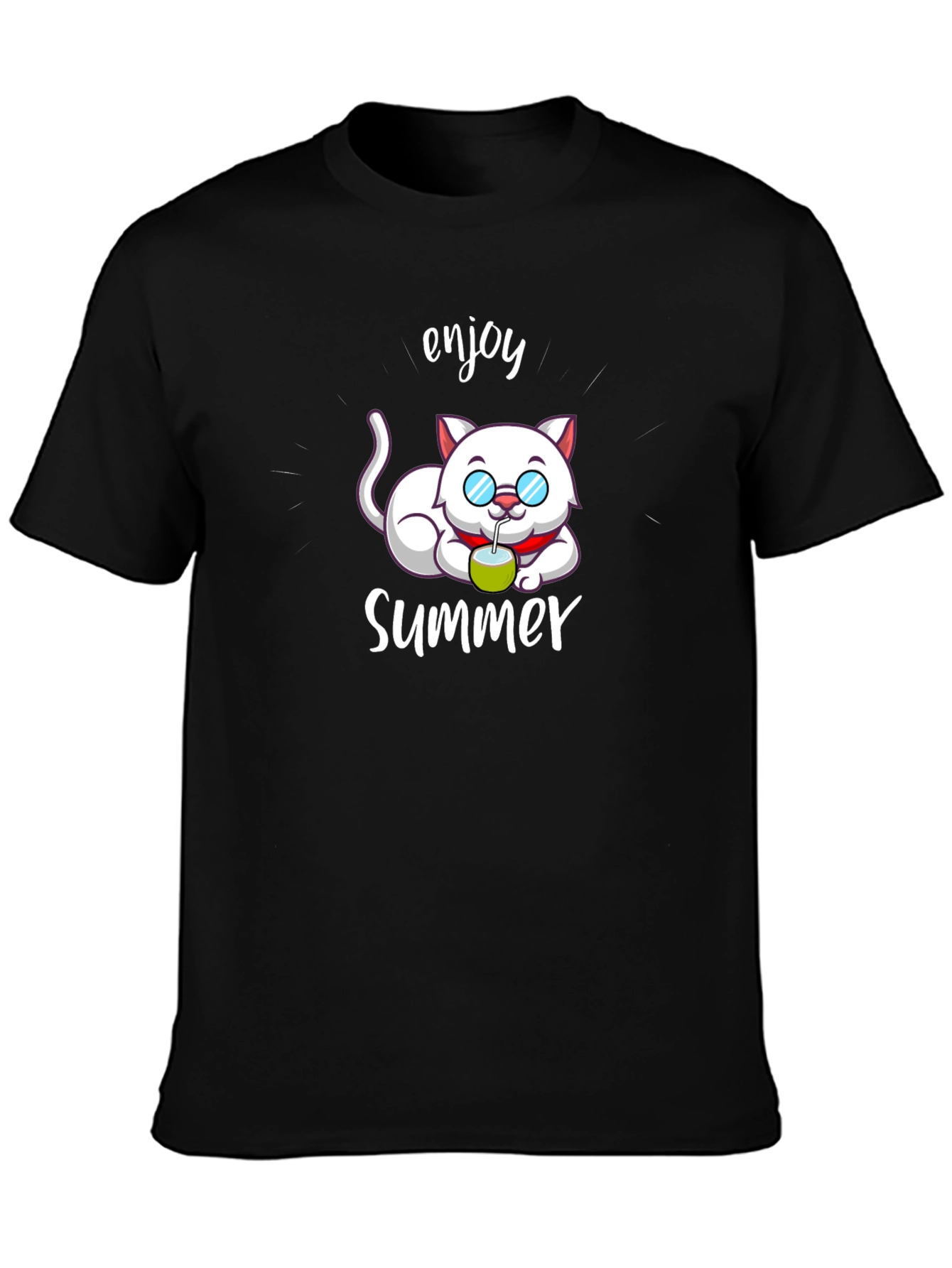 Black Enjoy Summer Cat T-Shirt view 3