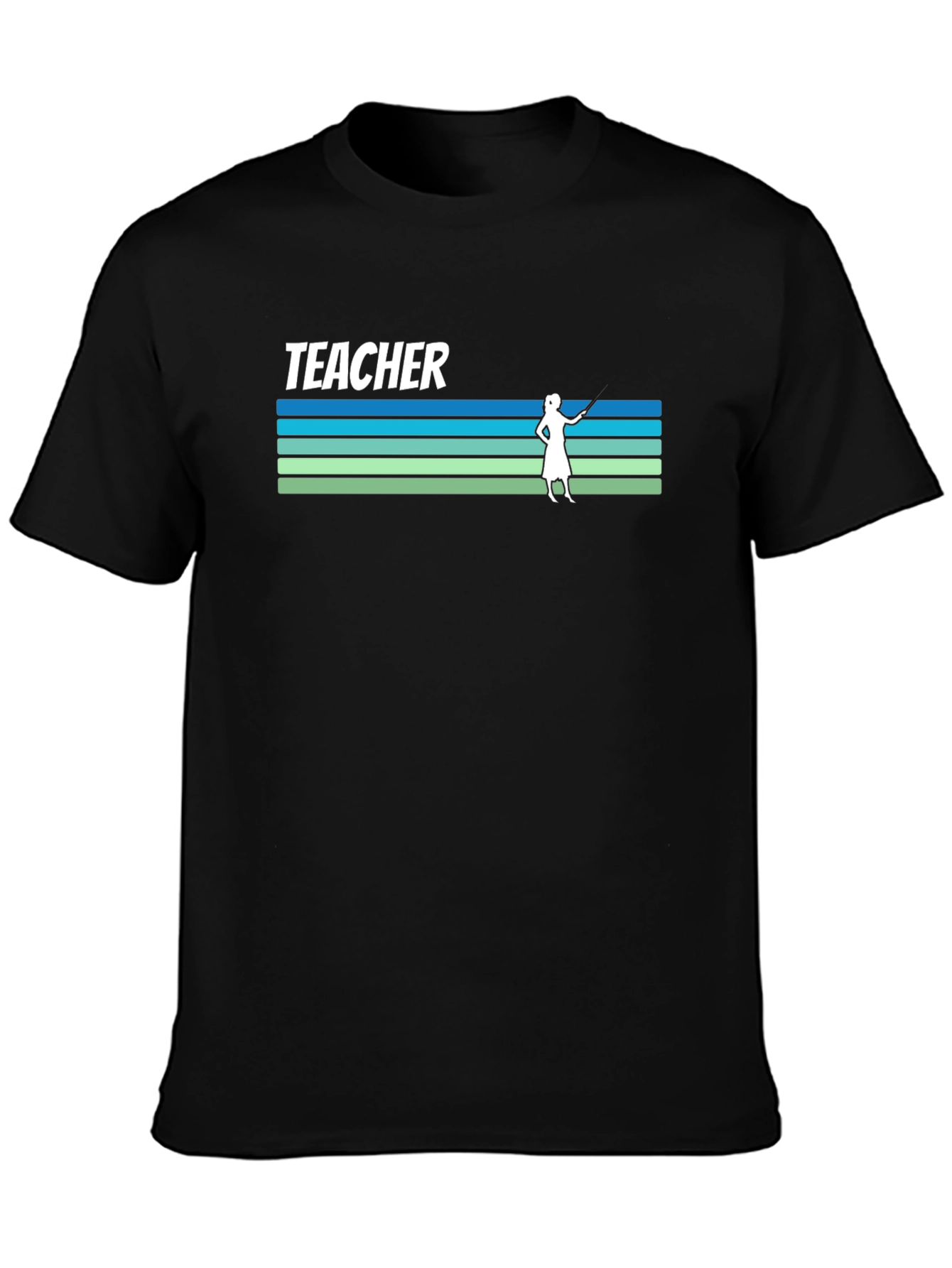 Black Teacher Retro Striped Graphic T-Shirt view 3