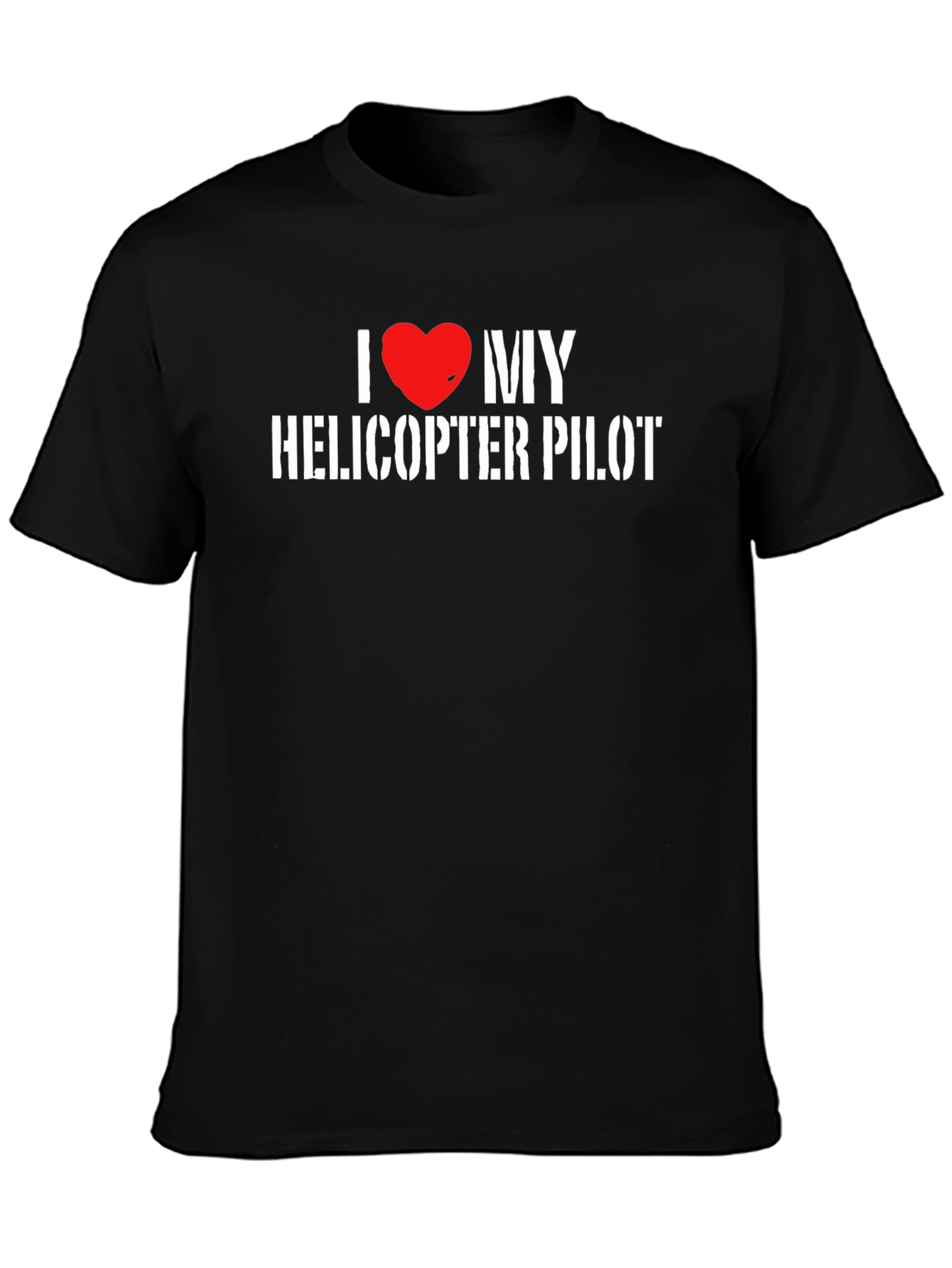 Black I Love My Helicopter Pilot T-Shirt view 3