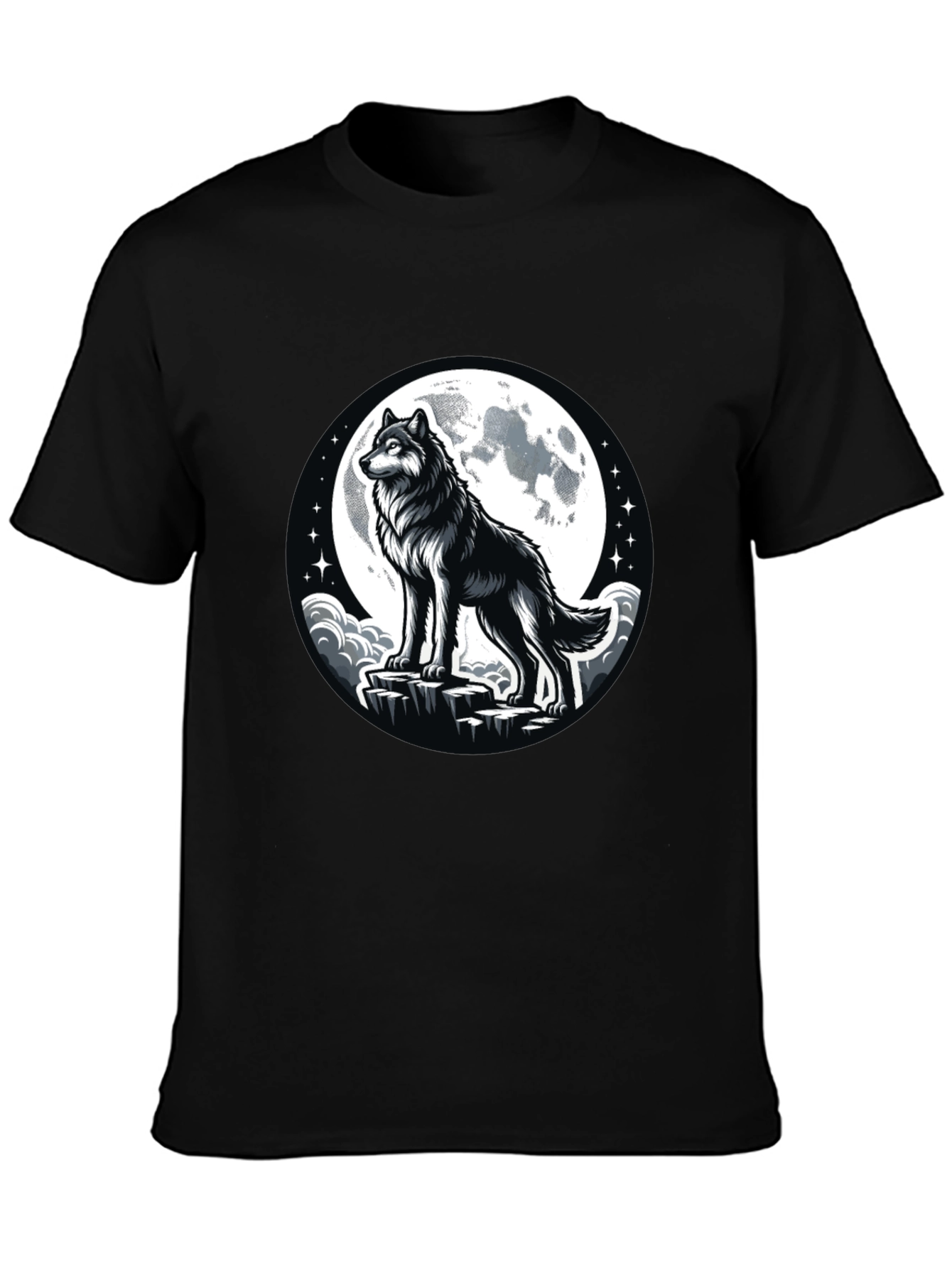 Black Wolf Moon Black T-Shirt view 3