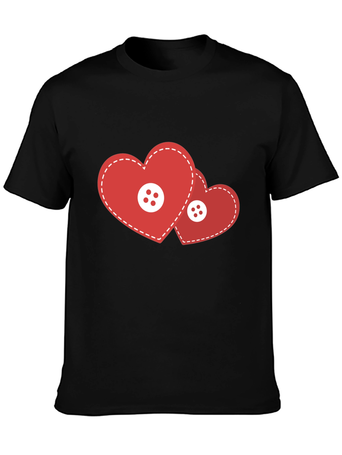 Black Heart Buttons Black T-Shirt view 3