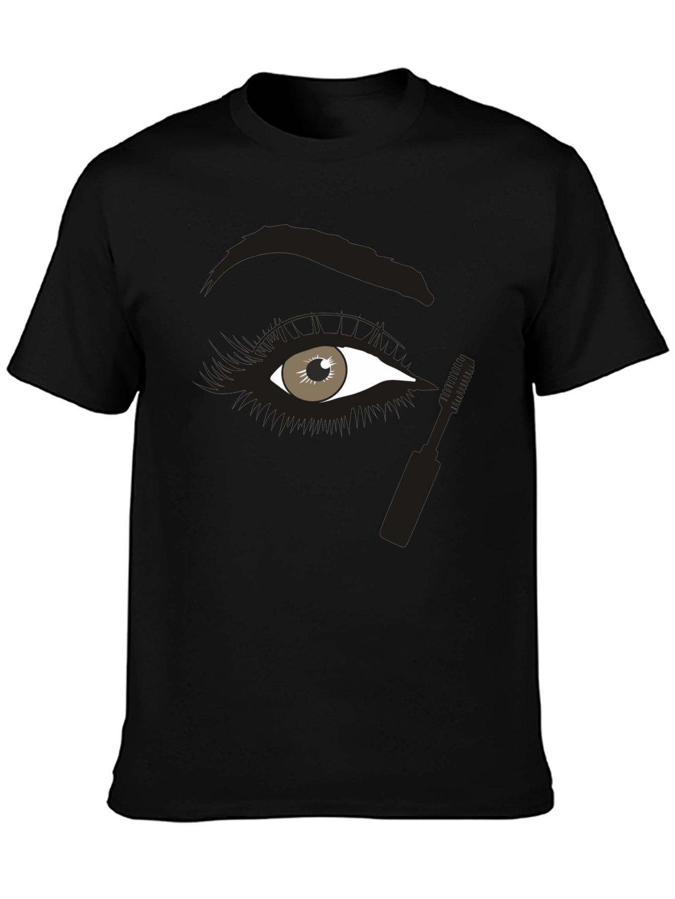 Black Eye Makeup Graphic Tee - Unisex Black Cotton Shirt view 3