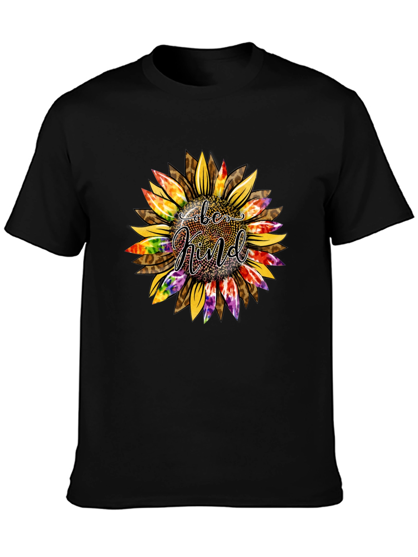 Black Be Kind Sunflower Graphic T-Shirt - Black view 3