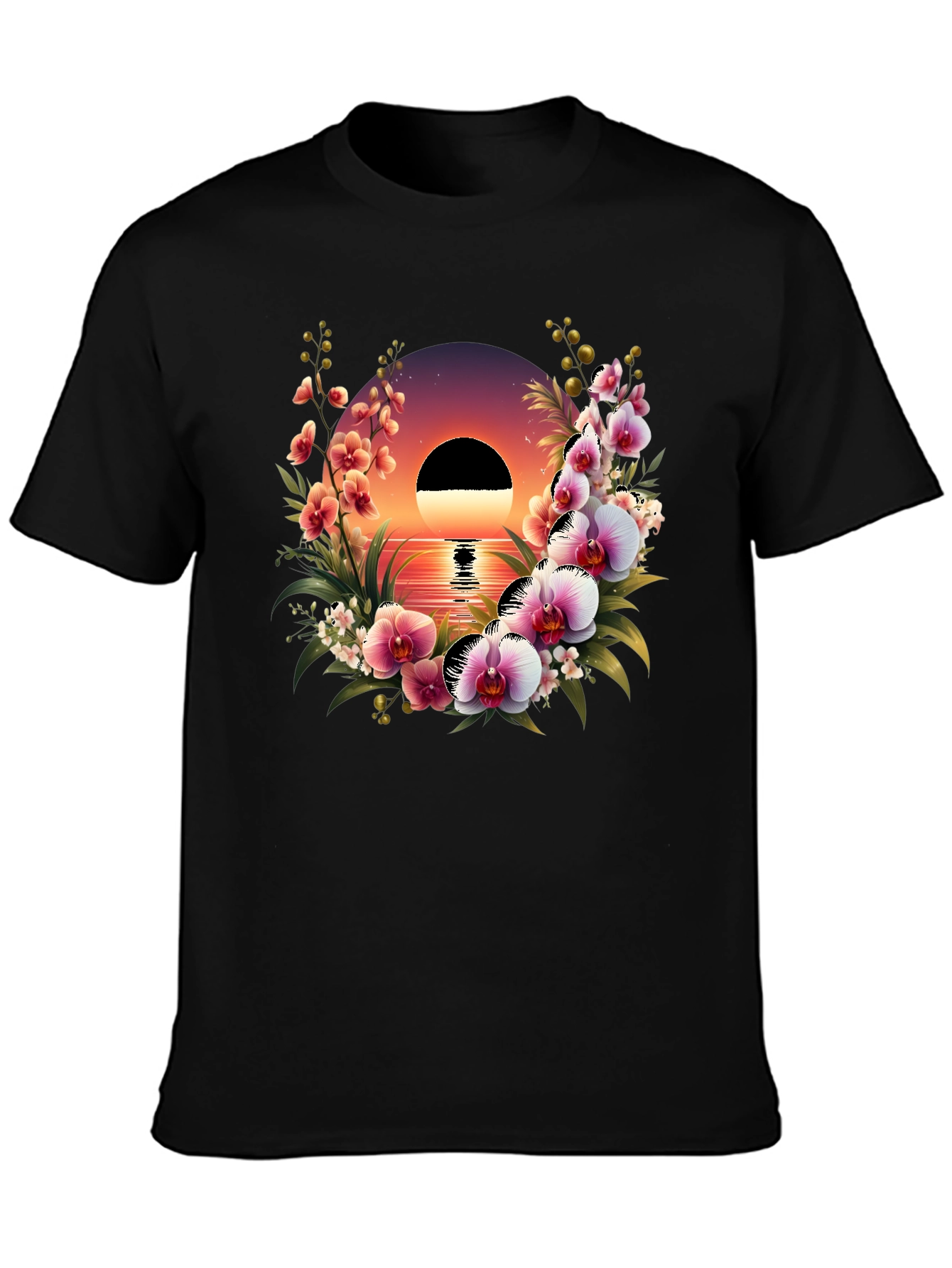 Black Floral Sunset Graphic Tee view 3