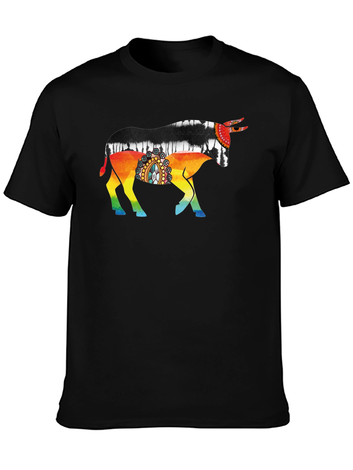 Black Vibrant Bull Graphic Tee - Black view 3