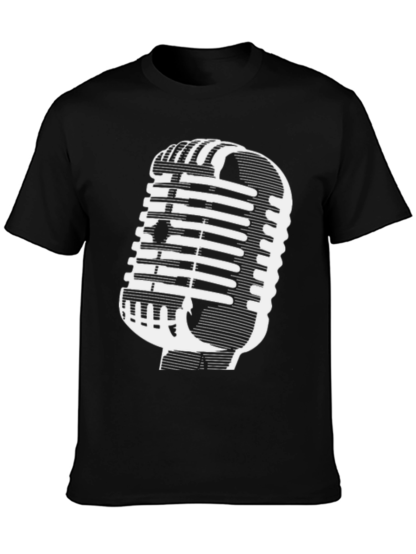 Black Vintage Microphone Graphic Tee - Classic Style view 3