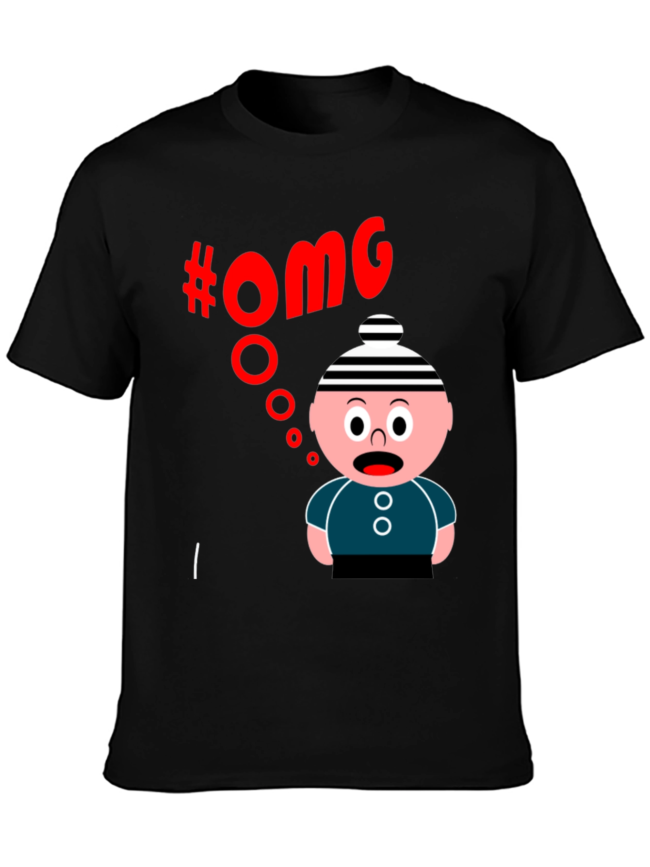 Black OMG Cartoon T-Shirt - Black Cotton Blend view 3