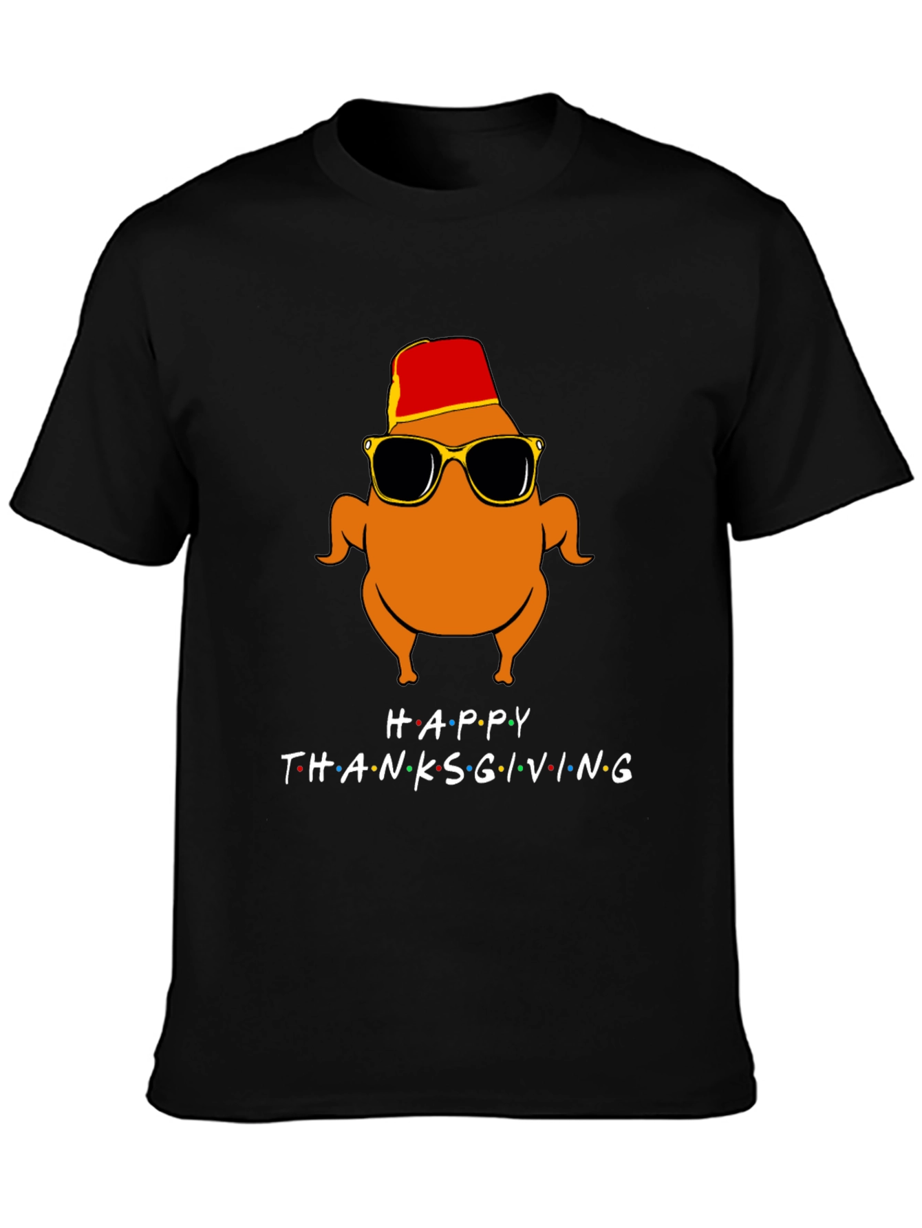 Black Happy Thanksgiving Turkey Graphic Tee view 3
