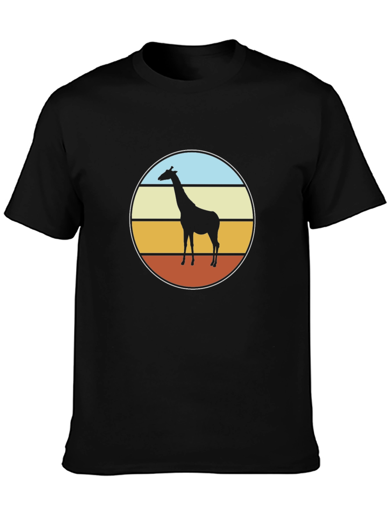 Black Retro Giraffe Sunset T-Shirt - Black view 3
