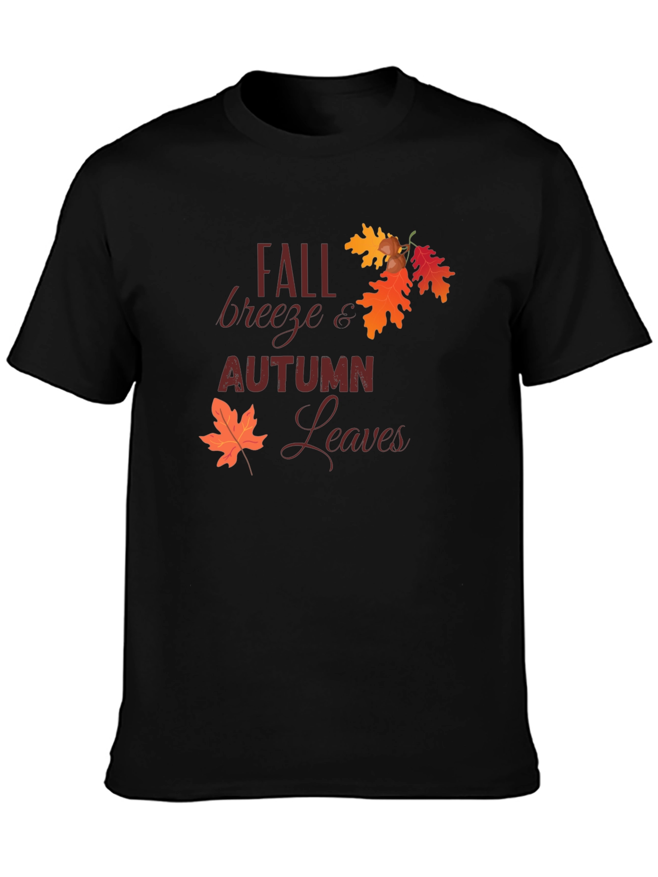 Black Fall Breeze & Autumn Leaves Graphic Tee view 3