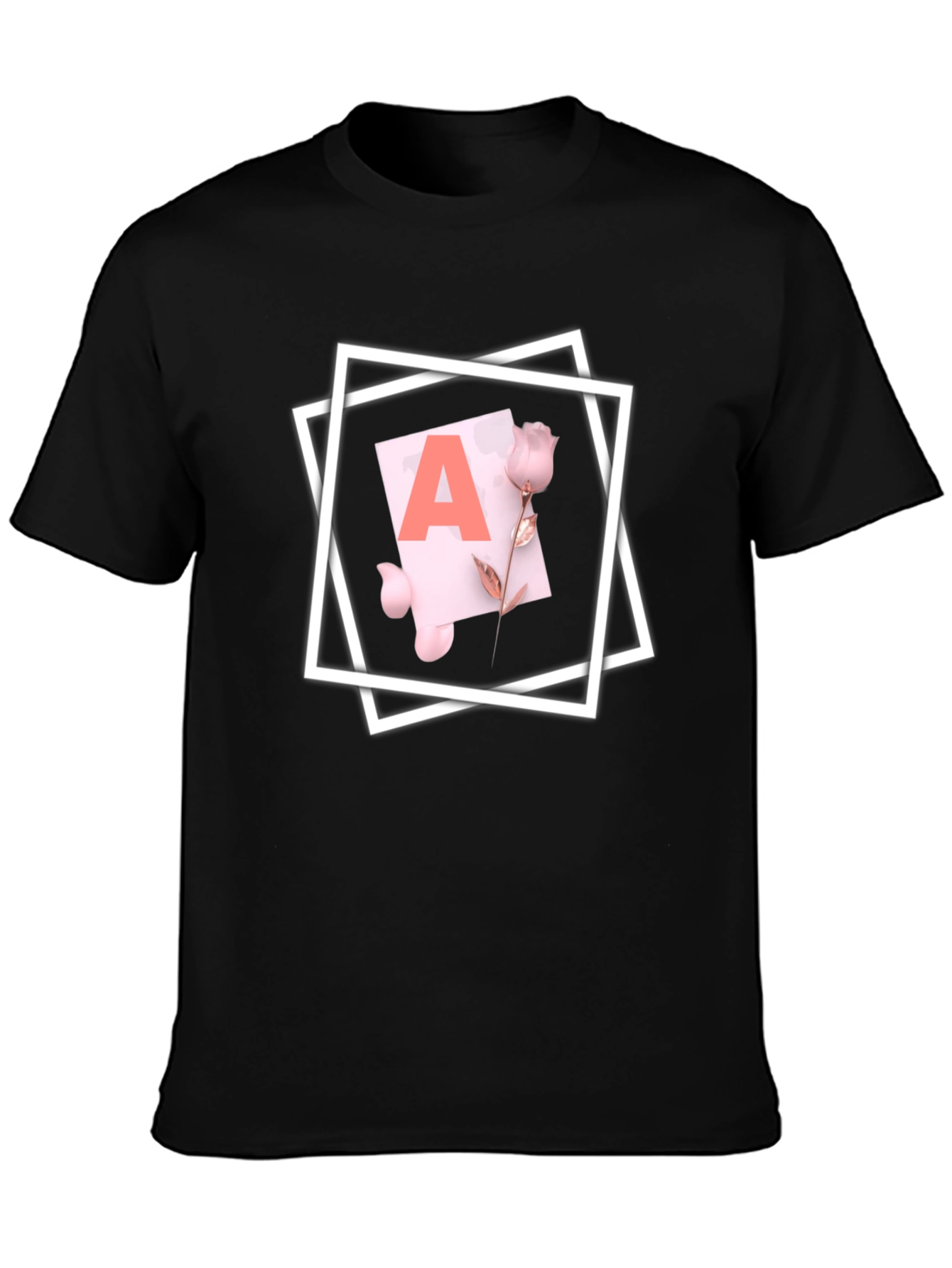 Black Letter A Rose T-Shirt - Stylish Graphic Tee view 3