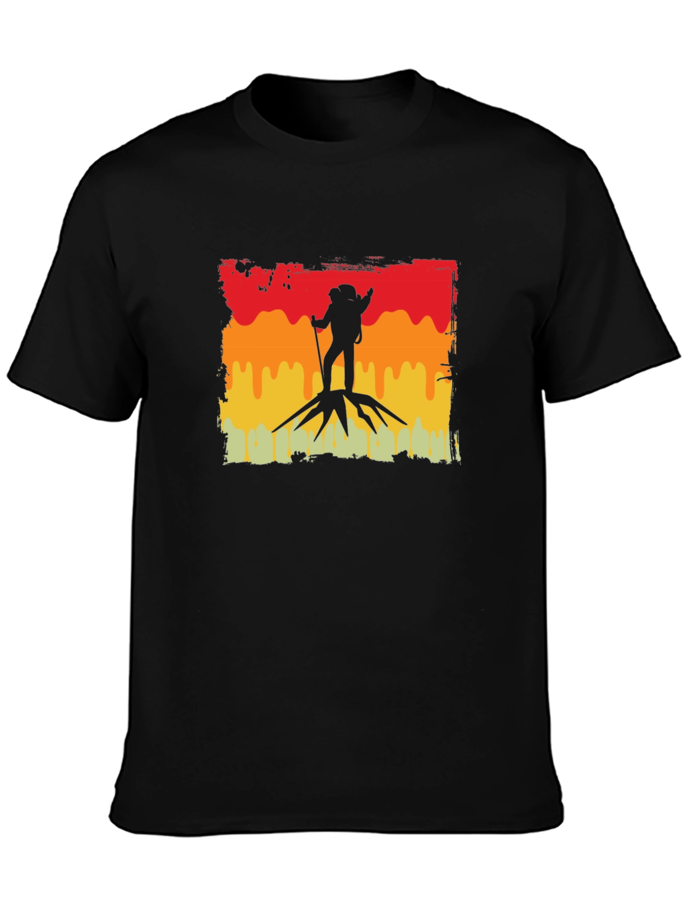 Black Hiking Silhouette Graphic Tee - Adventure Awaits view 3