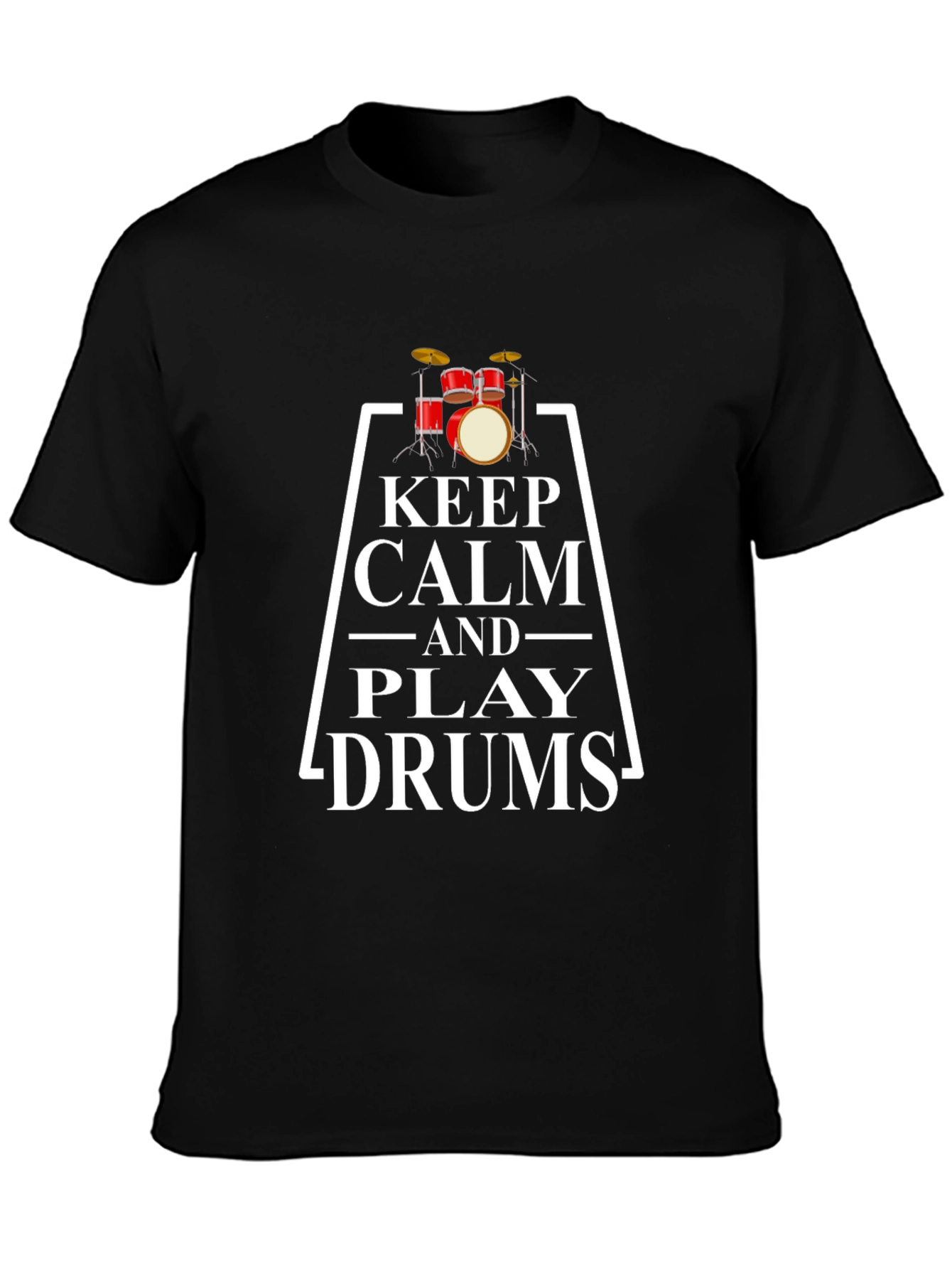 Black Keep Calm and Play Drums Graphic Tee view 3