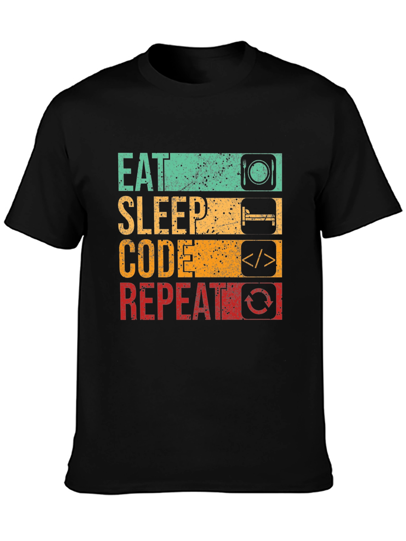 Black Eat Sleep Code Repeat Graphic Tee - Black view 3