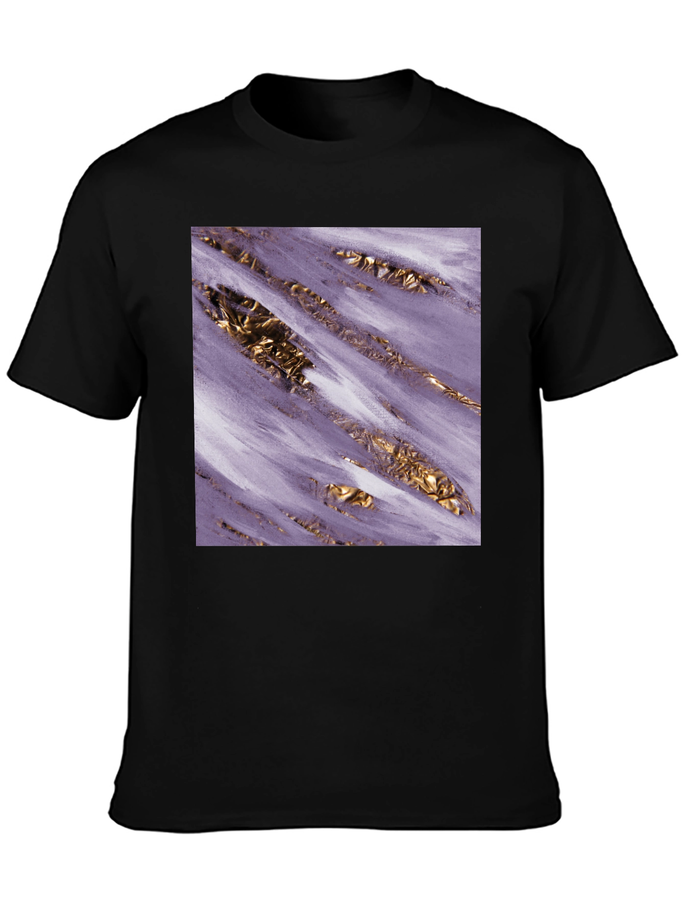 Black Abstract Gold & Purple Graphic Tee view 3