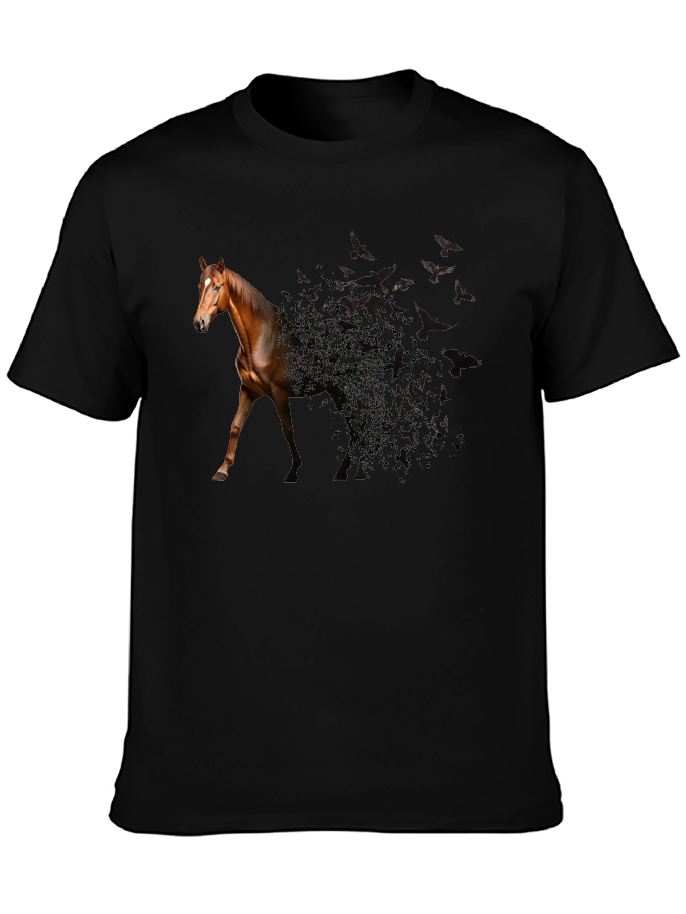 Black Horse to Birds Black Graphic Tee view 3