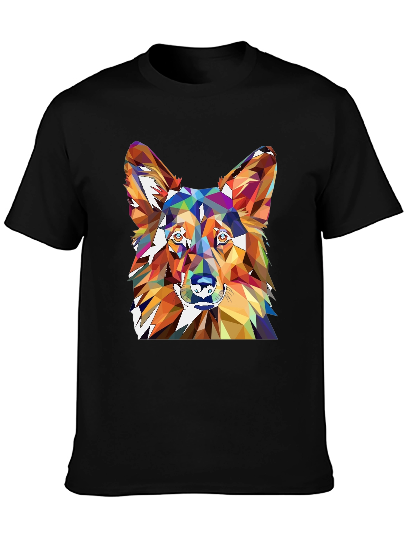 Black Geometric Dog Graphic Tee - Men's Black Short Sleeve view 3