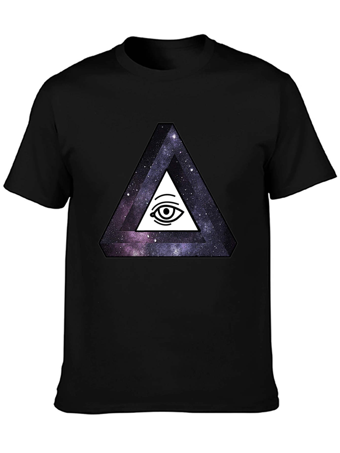 Black Illuminati Galaxy Triangle Black T-Shirt view 3
