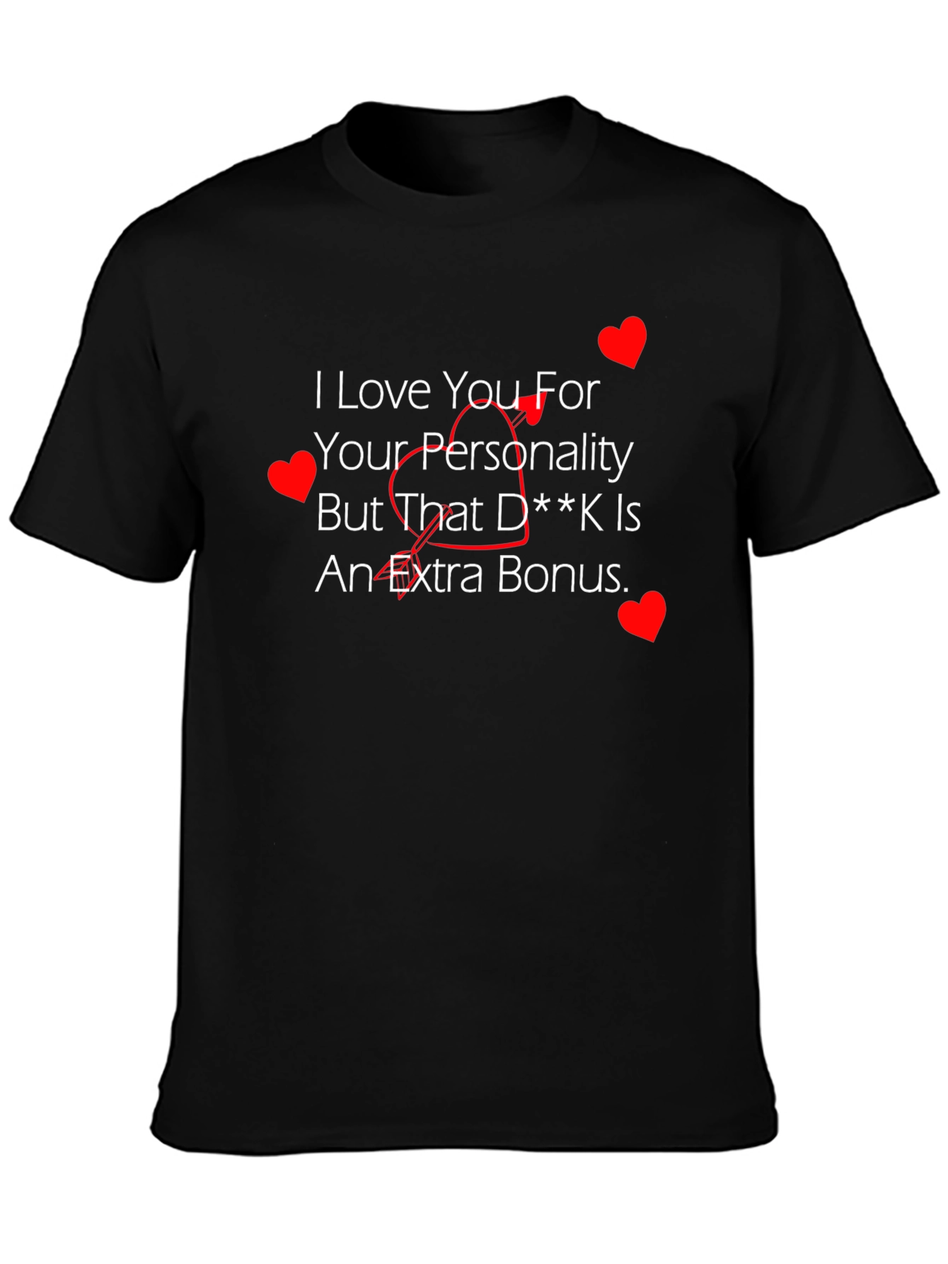 Black Humorous Love Bonus T-Shirt - Men's Black Tee view 3