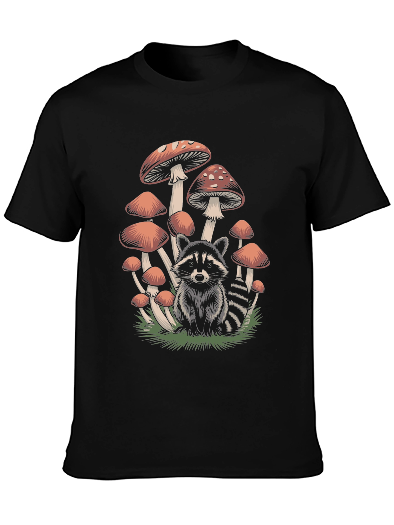 Black Raccoon & Mushroom Graphic Tee view 3