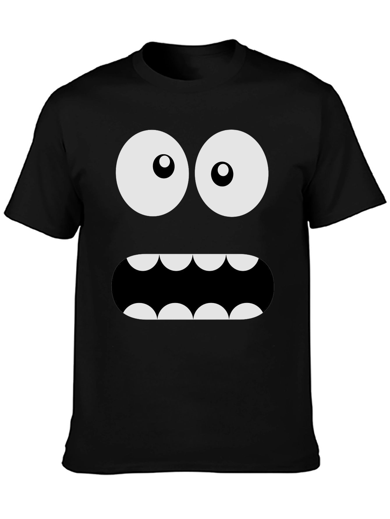 Black Funny Monster Face Graphic Tee - Black Crew Neck T-Shirt view 3