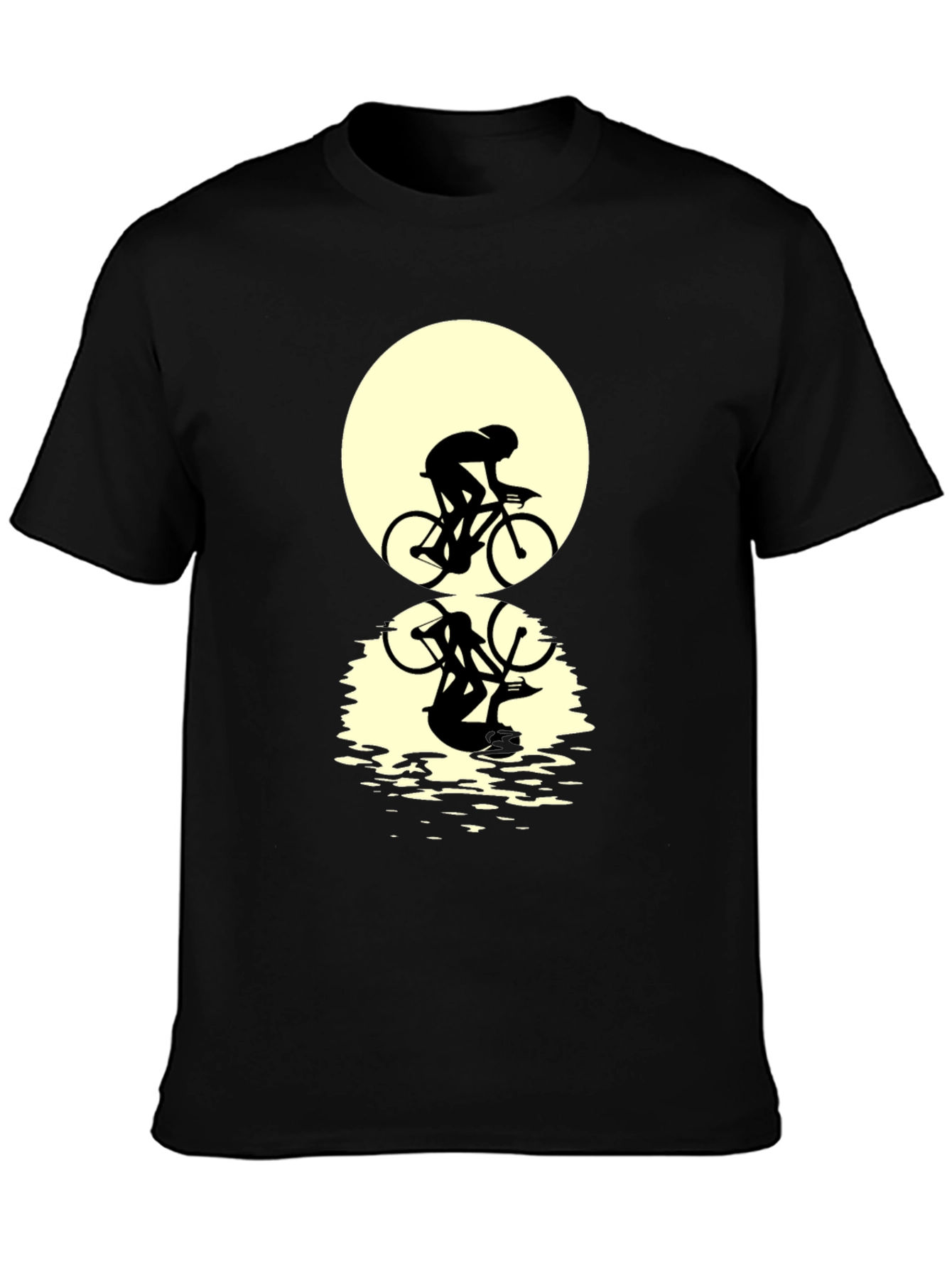 Black Cyclist Silhouette Graphic Tee - Black view 3