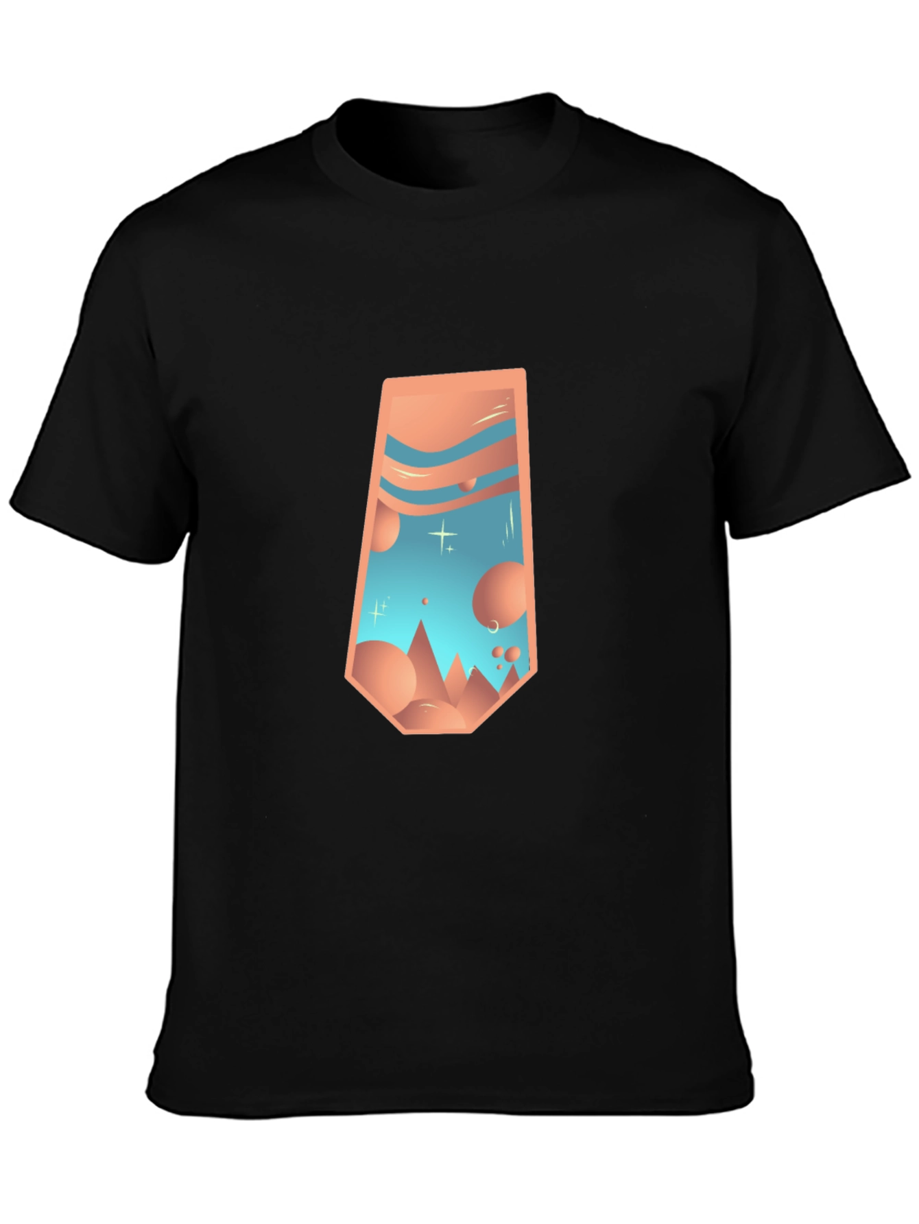 Black Abstract Desert Graphic Tee view 3