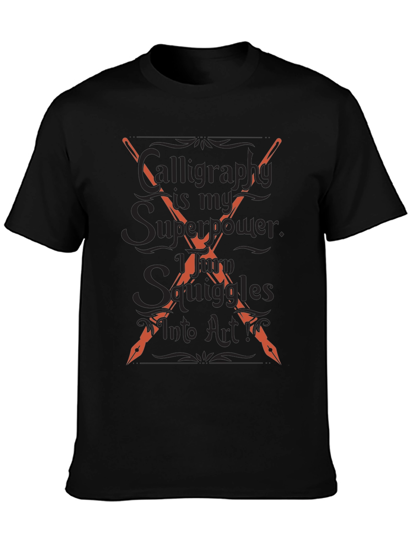 Black Calligraphy Superpower Graphic Tee - Artistic Expression view 3