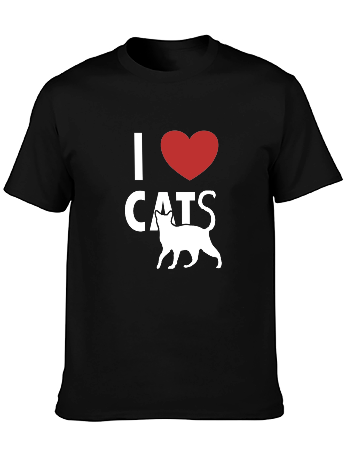 Black I Heart Cats T-Shirt - Black, Stylish, Casual Wear view 3