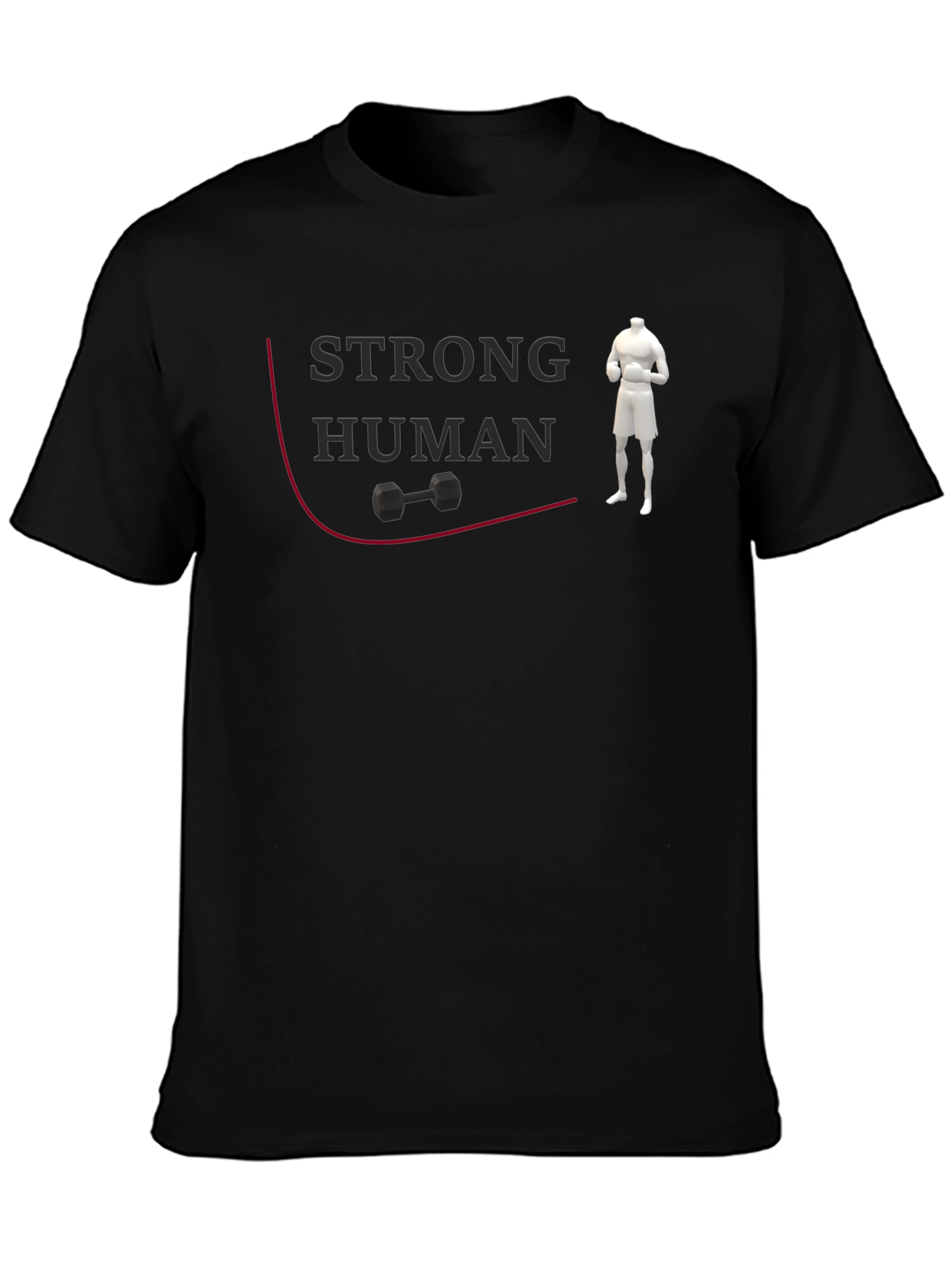 Black Strong Human Graphic Tee - Gym & Fitness Apparel view 3