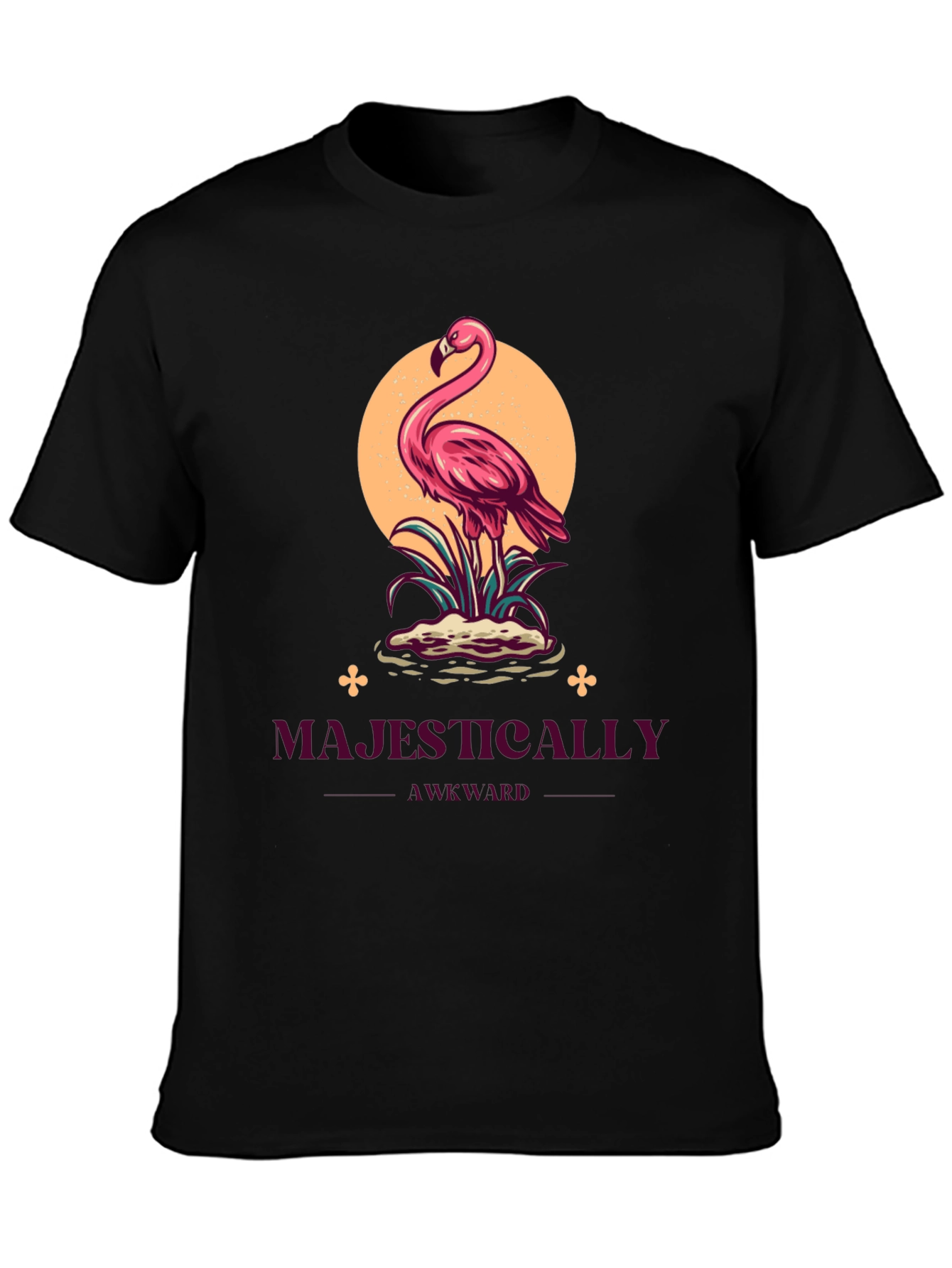 Black Majestically Awkward Flamingo Graphic Tee view 3
