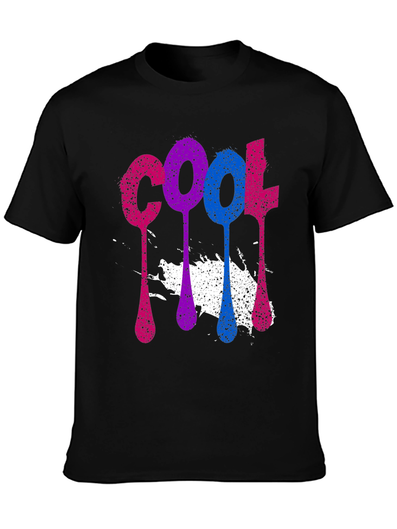 Black Cool Spray Paint Style Graphic Tee view 3