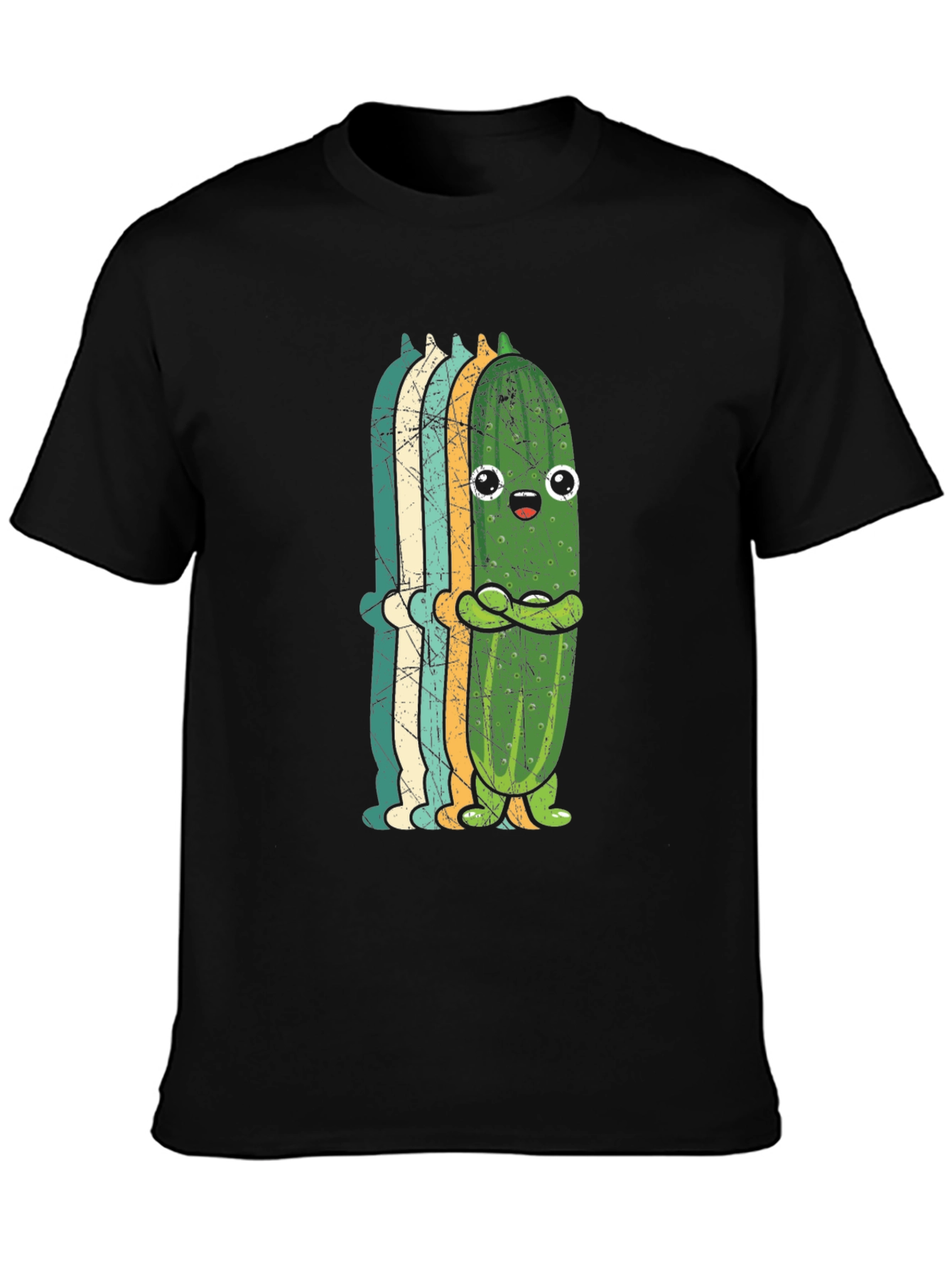 Black Funny Pickle Retro Style Graphic T-Shirt view 3