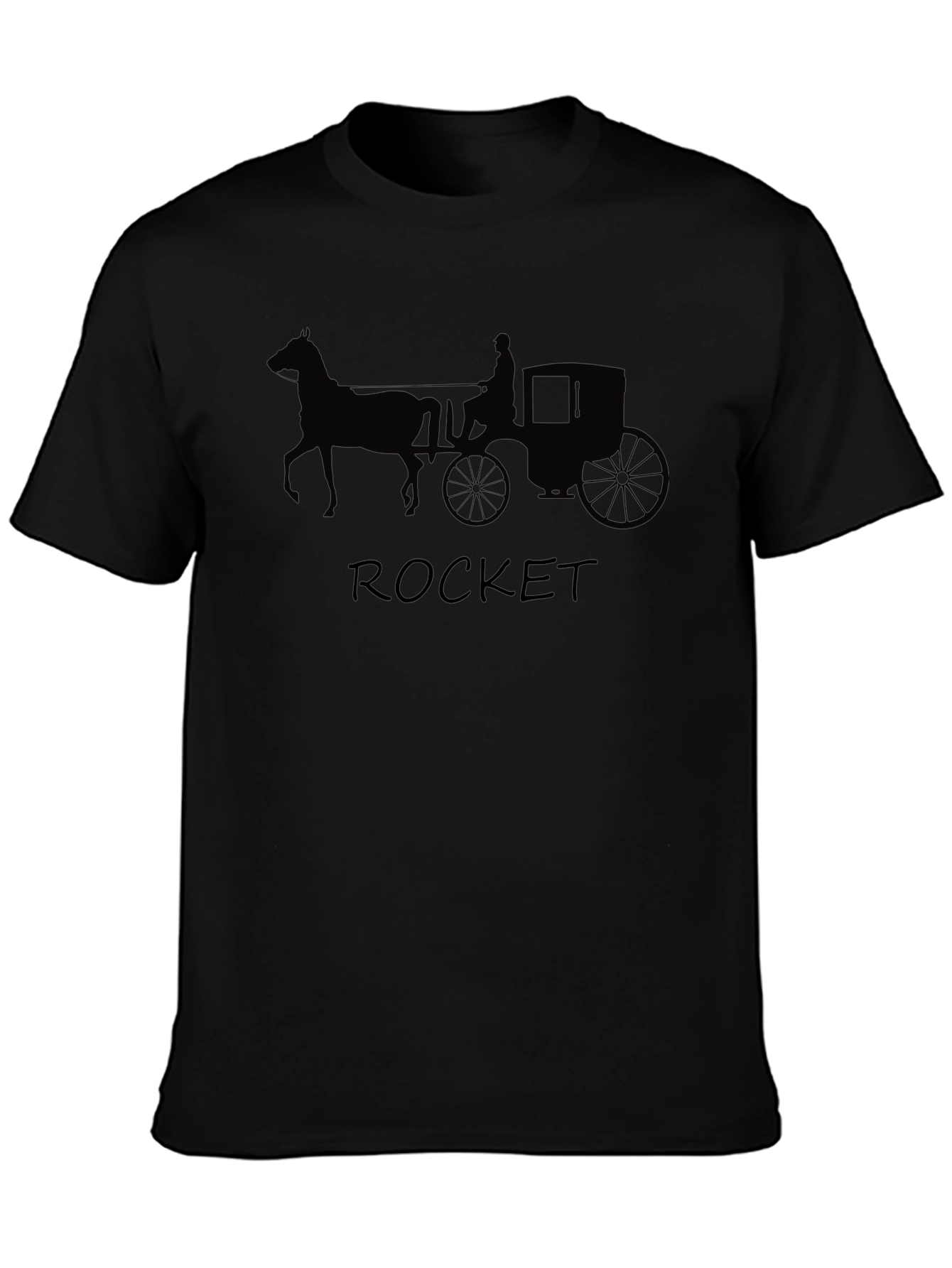 Black Horse Drawn Carriage T-Shirt - Rocket view 3