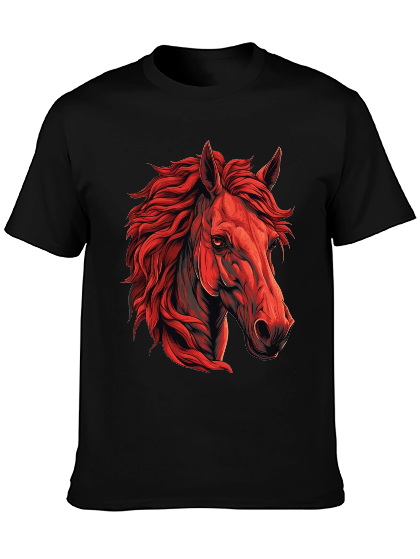 Black Red Horse Graphic T-Shirt - Unique Animal Design view 3