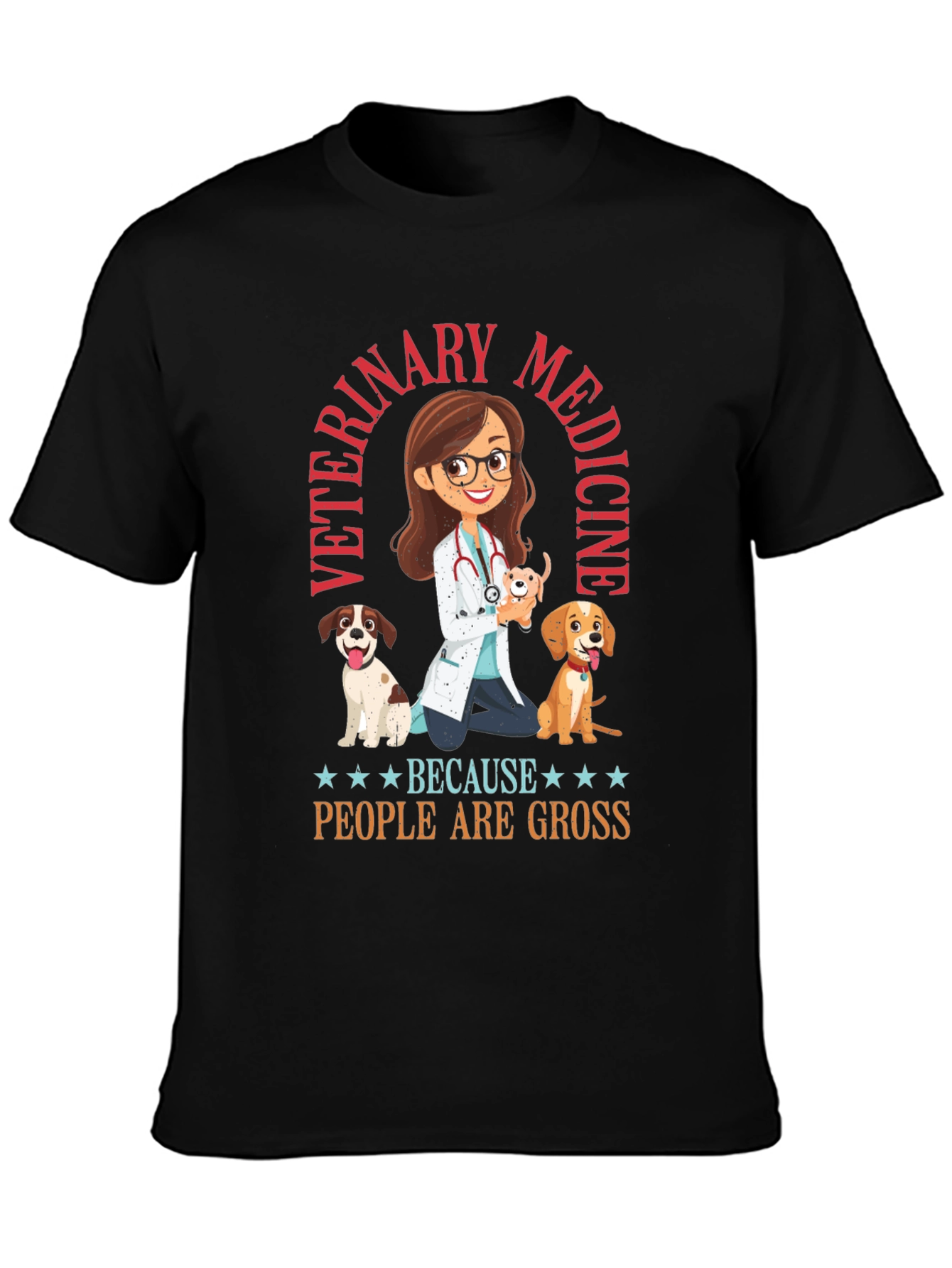 Black Veterinary Medicine T-Shirt - Because People are Gross view 3