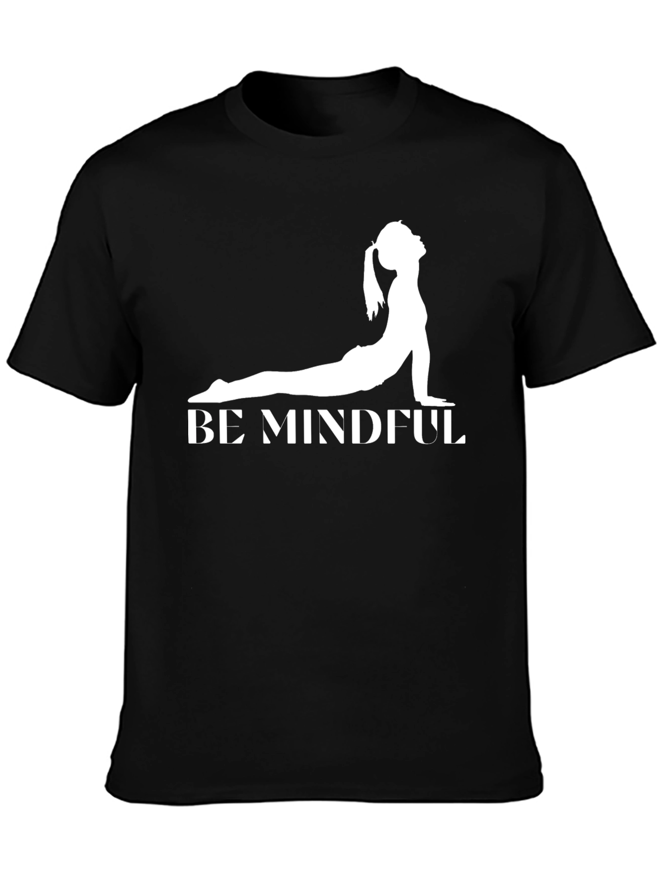 Black Be Mindful Yoga Graphic Tee - Black Cotton Shirt view 3