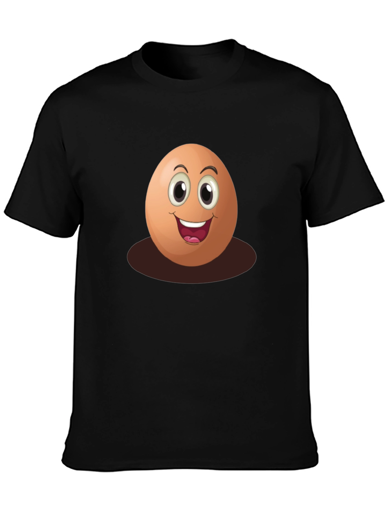 Black Funny Egg Cartoon Graphic T-Shirt view 3