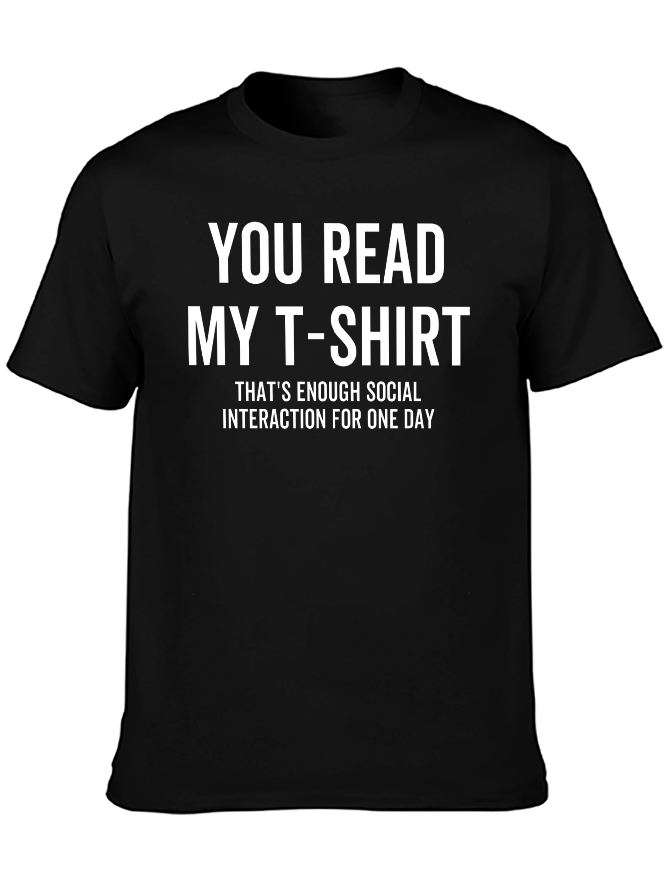Black Funny Introvert T-Shirt - Enough Social Interaction Tee view 3