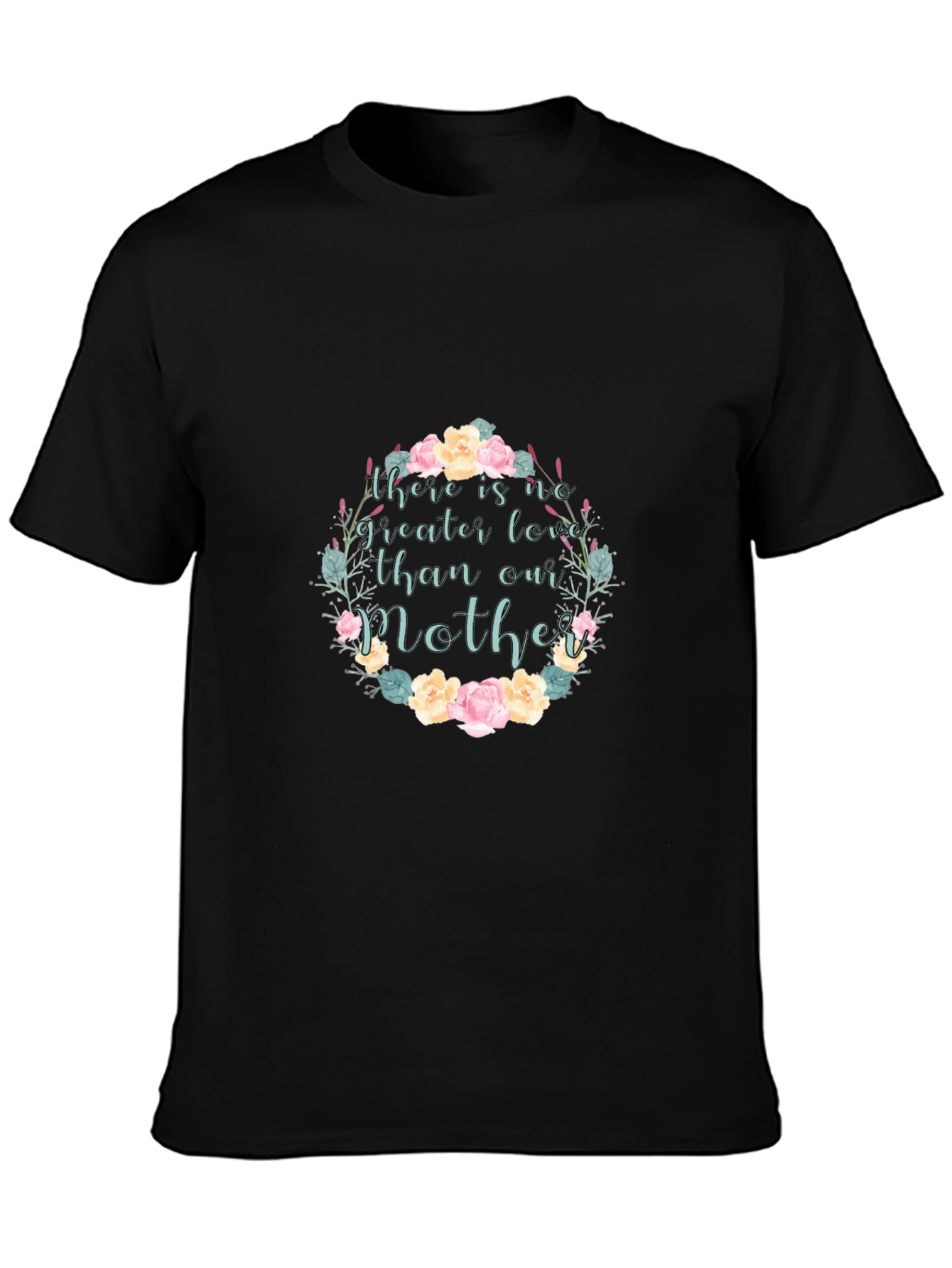 Black Floral Mother's Love Black T-Shirt view 3